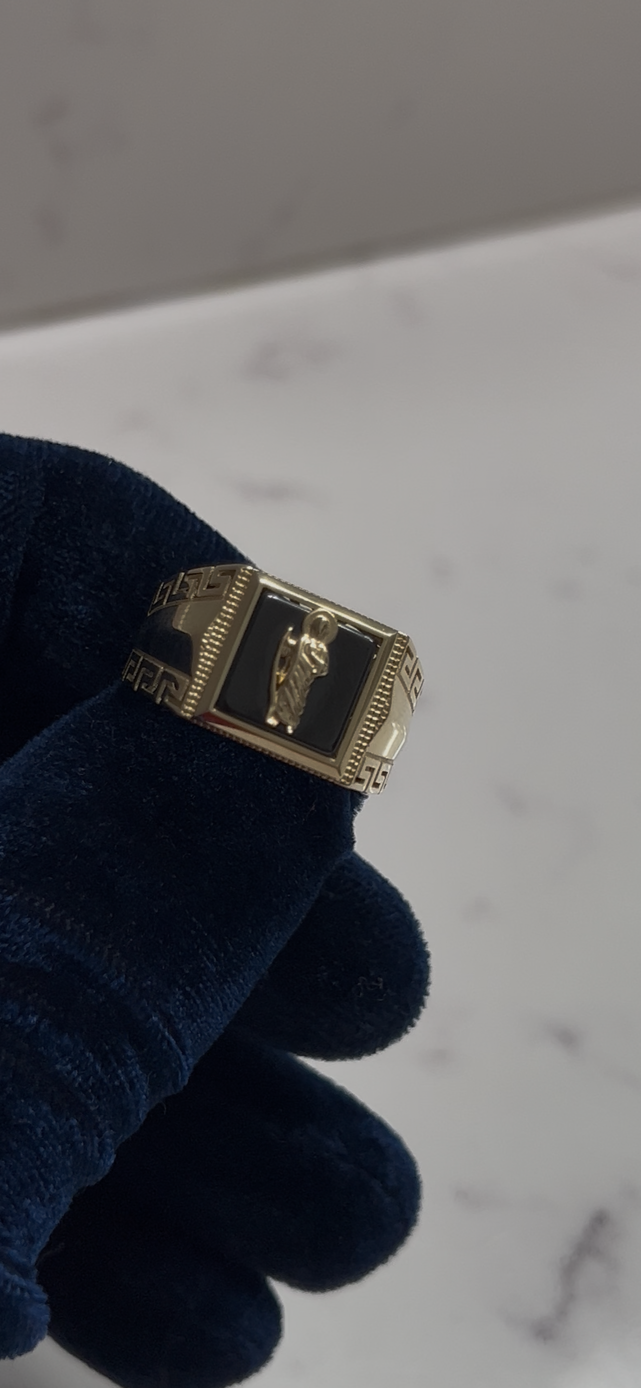 14k real gold San Judas ring w Versace sides