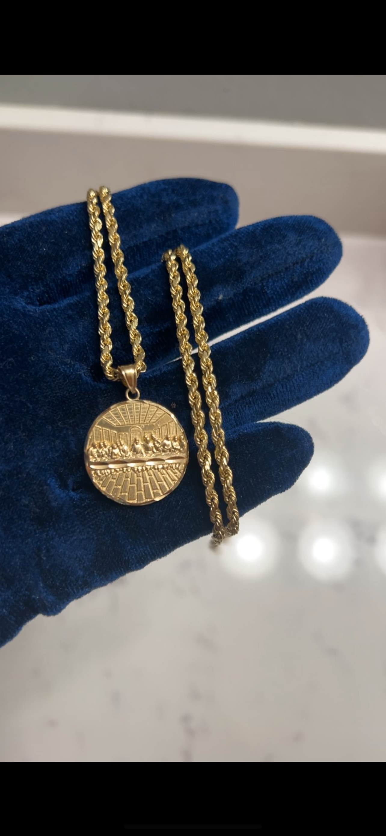 14k real gold last supper chainset