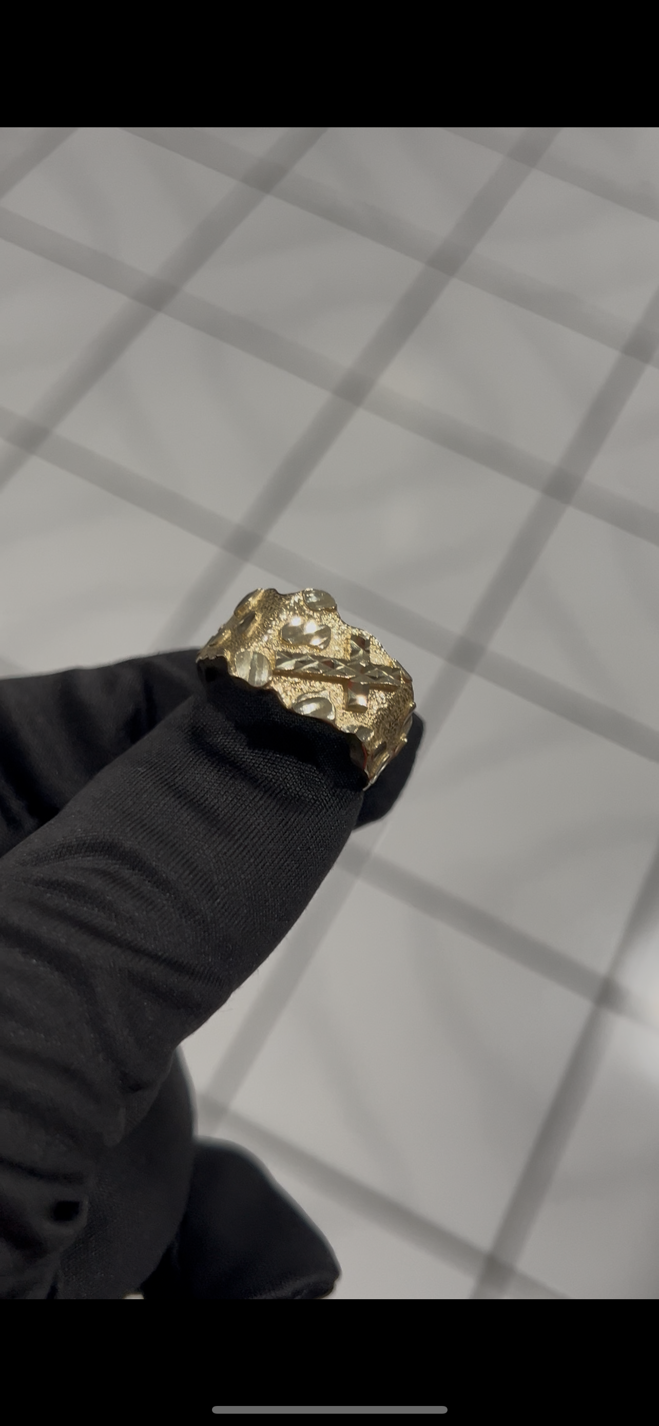 Cross nugget ring 14k real gold