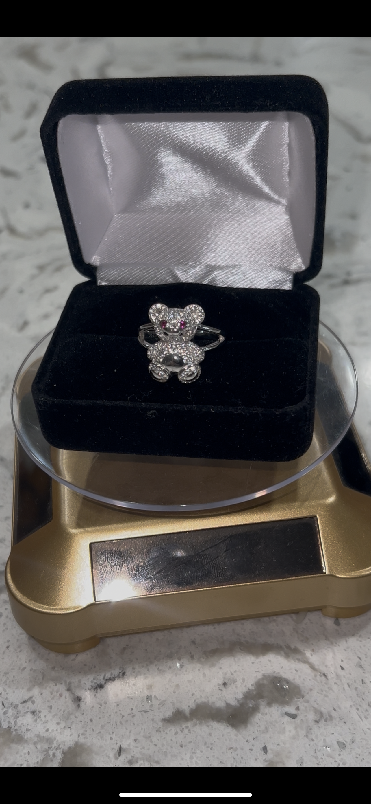 Real silver teddy bear ring
