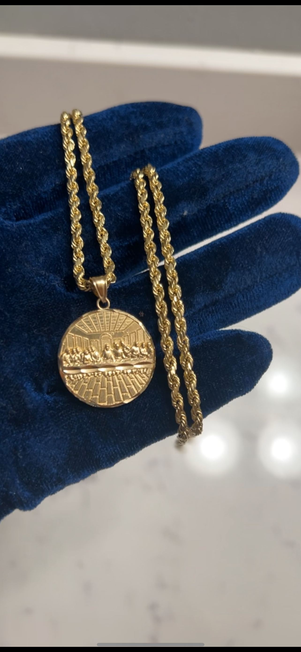 14k real gold last supper chainset