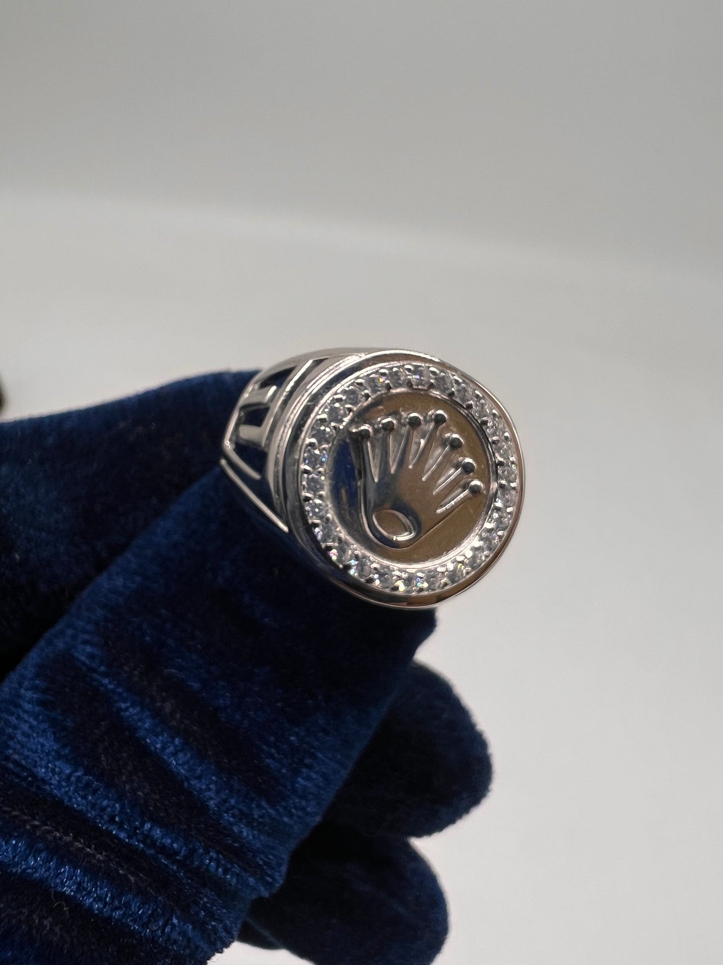 Rolex style ring real silver
