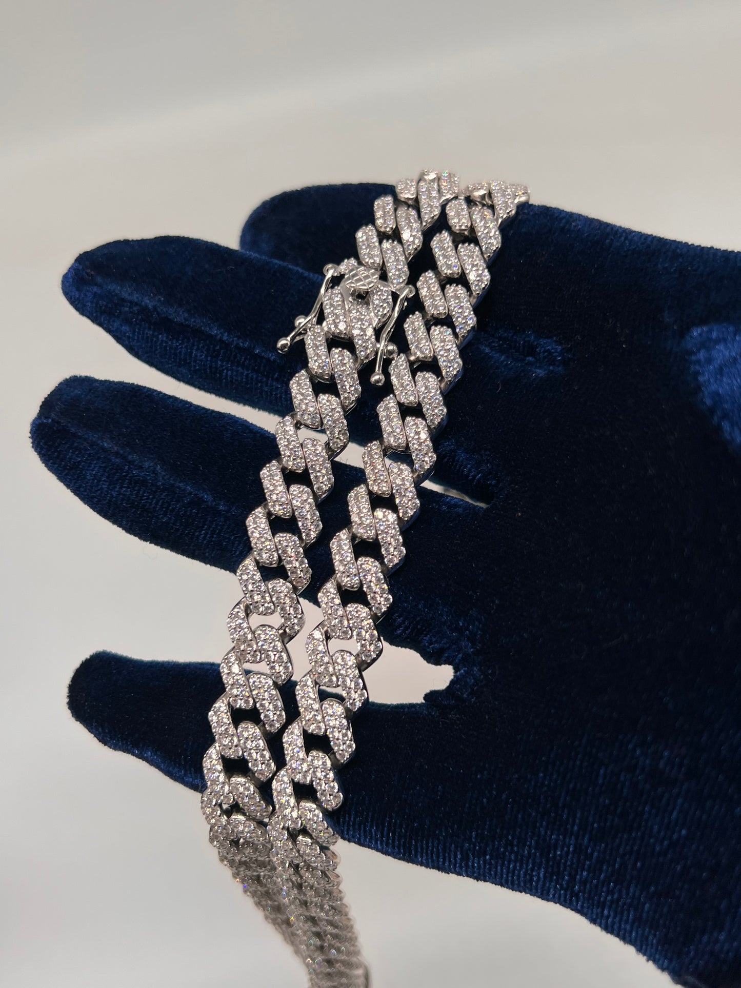 24inch iced cuban chain 7mm real silver