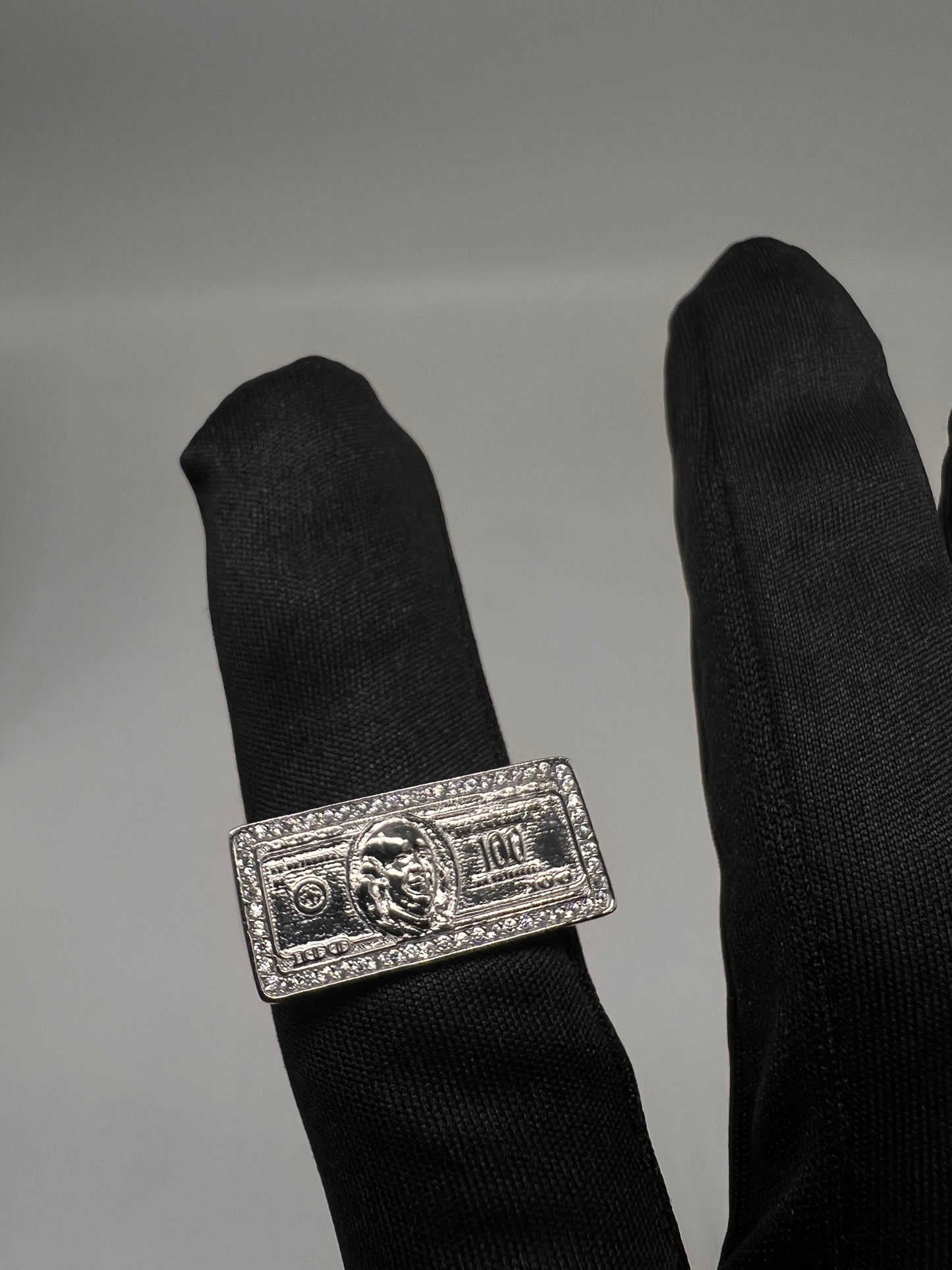 100bill single finger ring real silver