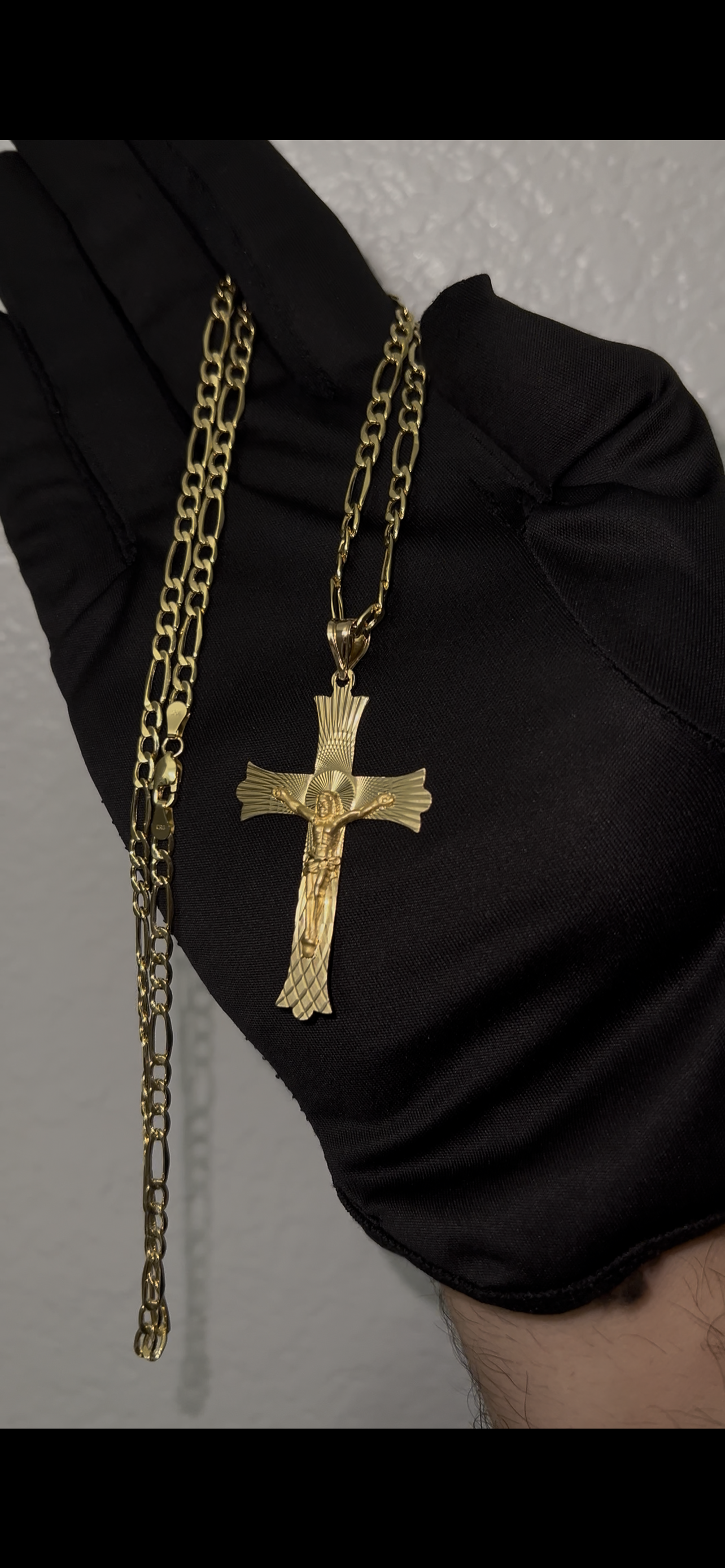 14k real gold cross chainset