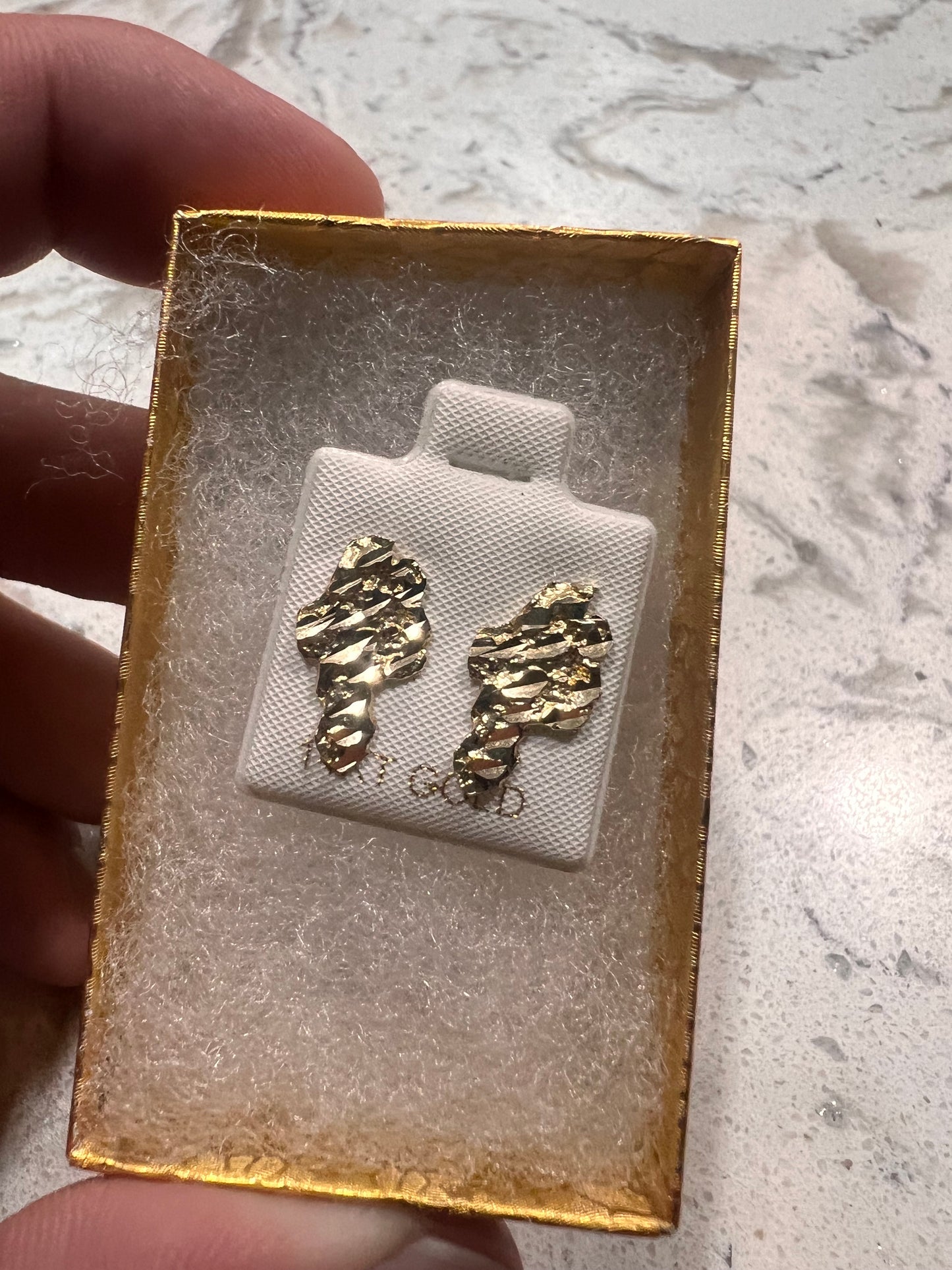 14k real gold nugget earrings