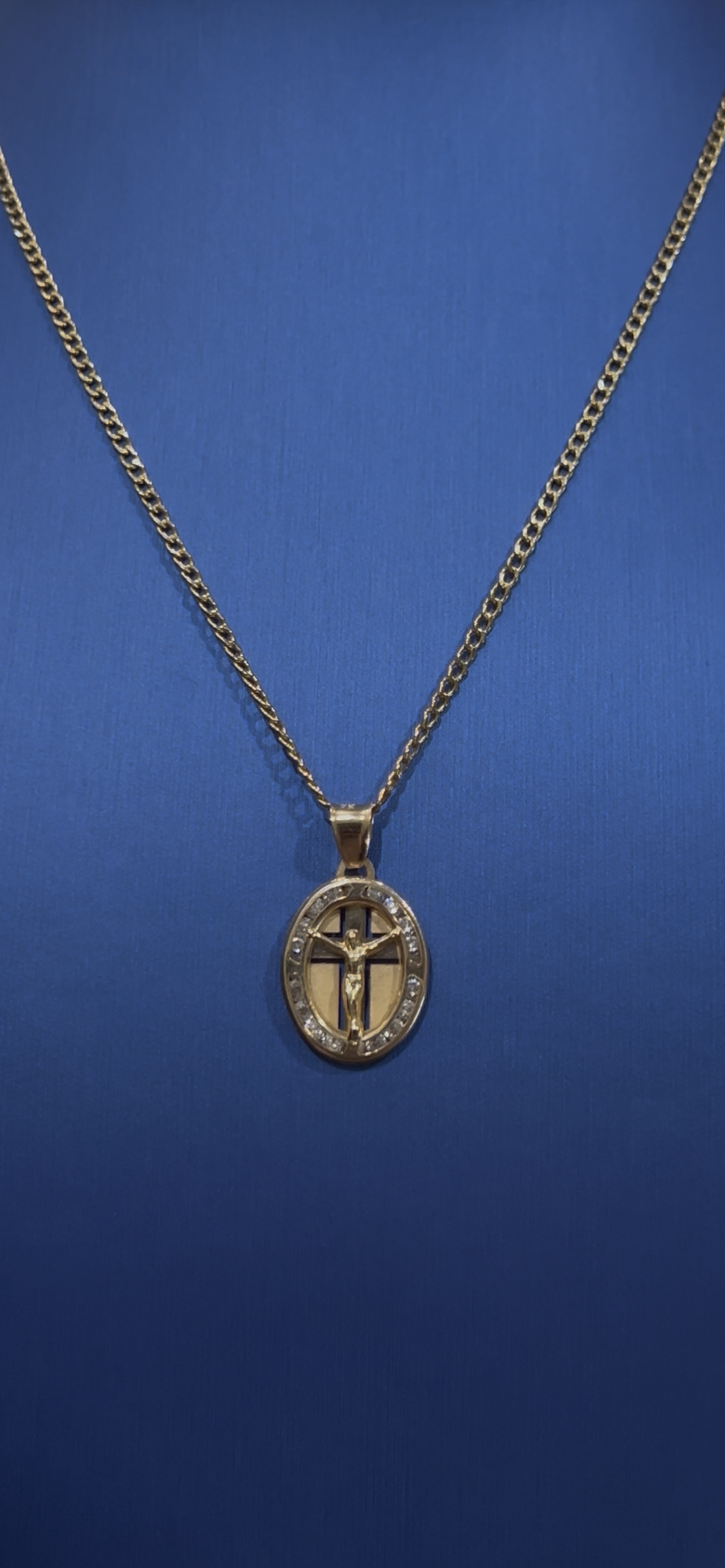 14k real gold Jesus chainset small
