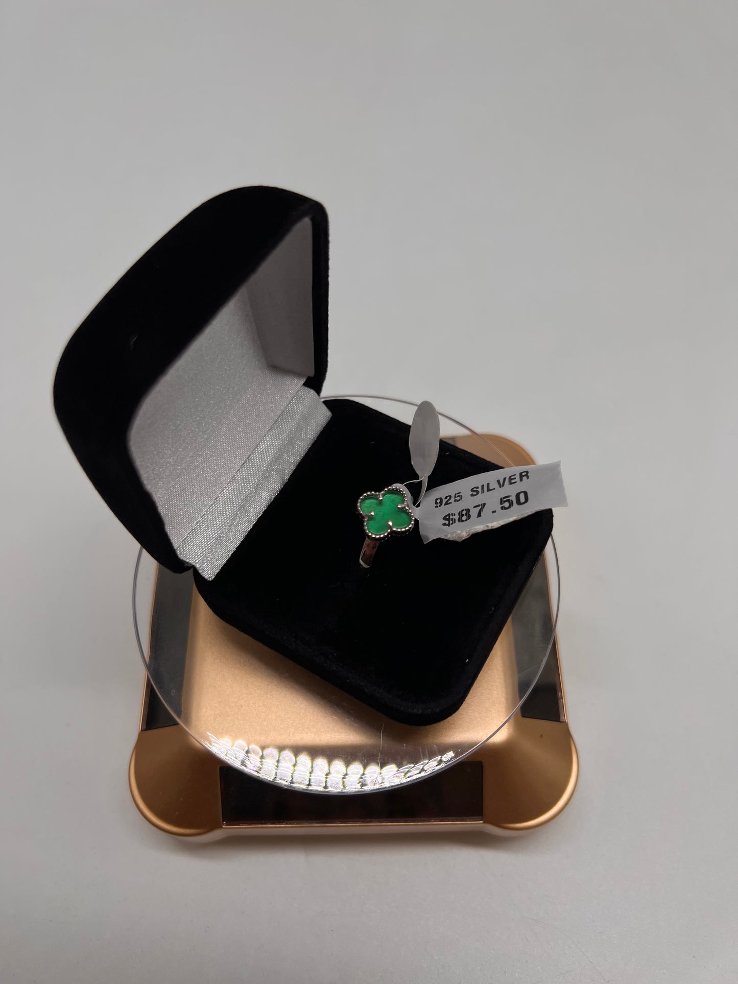 Green clover van Cleef ring real silver