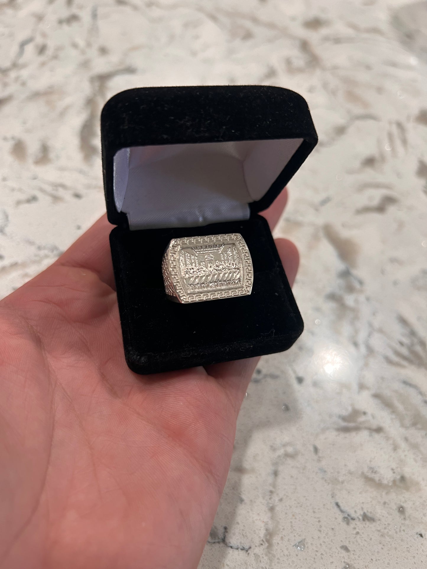 Last supper real silver ring