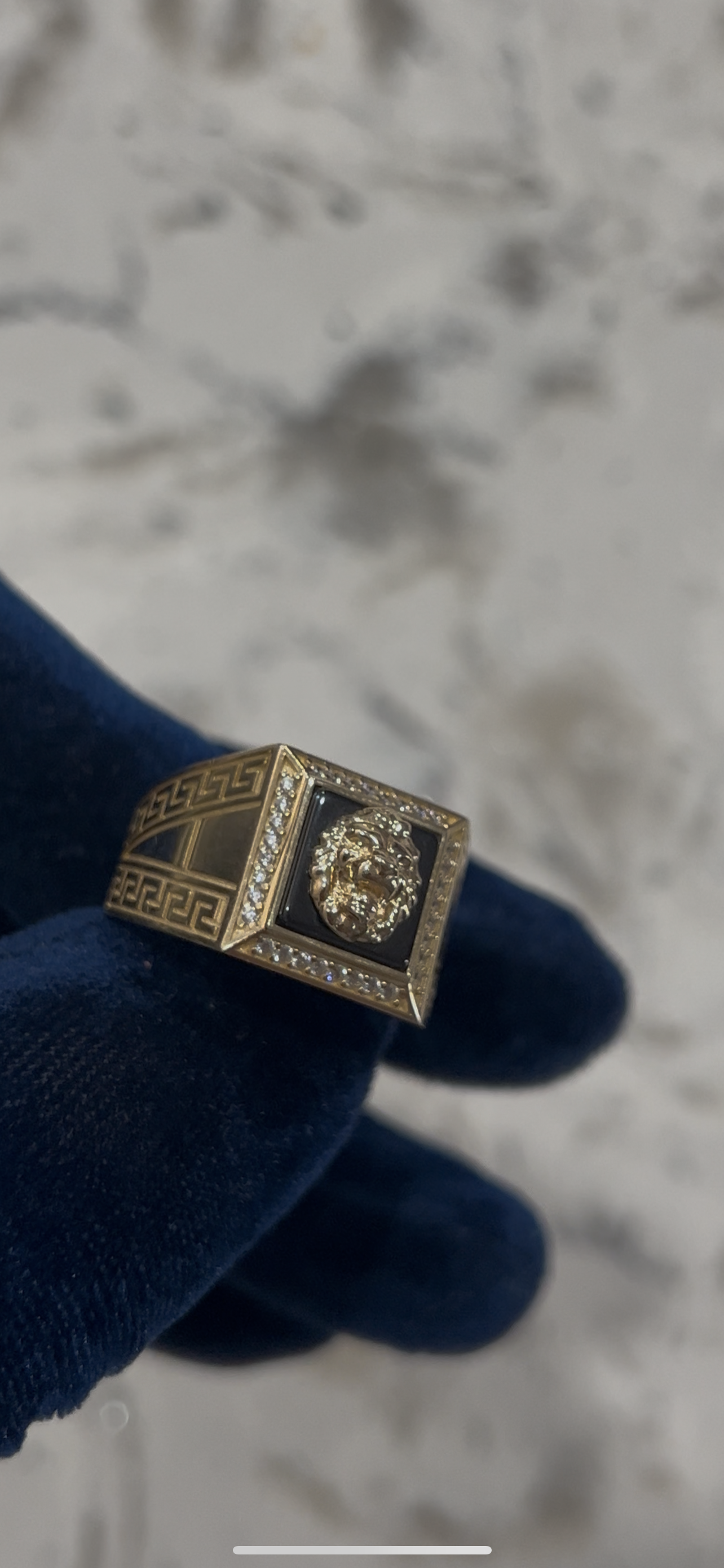 Lion ring w Versace sides 14k real gold