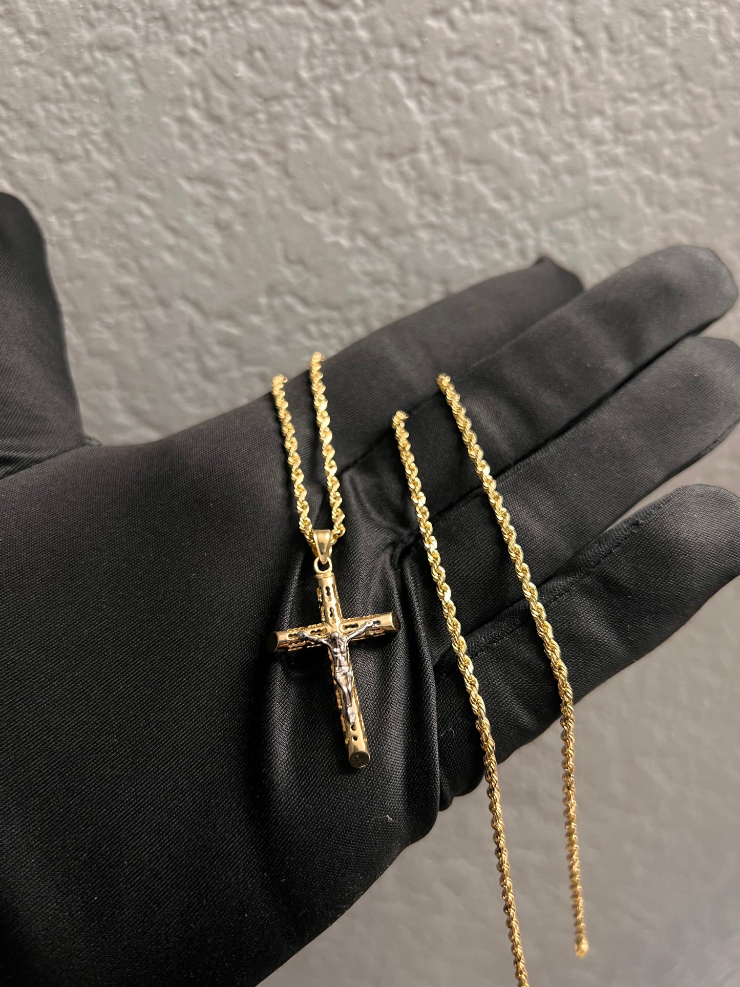 14k real gold cross chainset