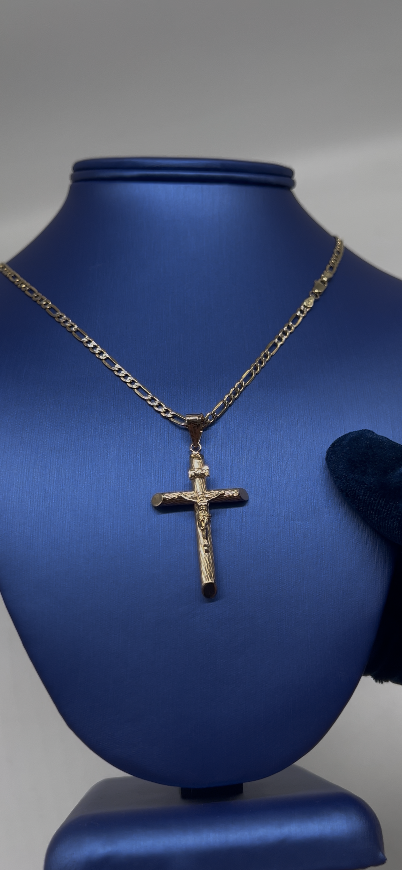 14k real gold brushed cross set