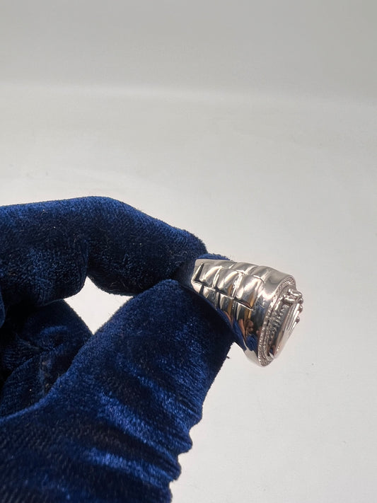 Rolex style ring real silver