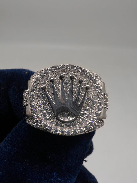 Rolex style ring real silver