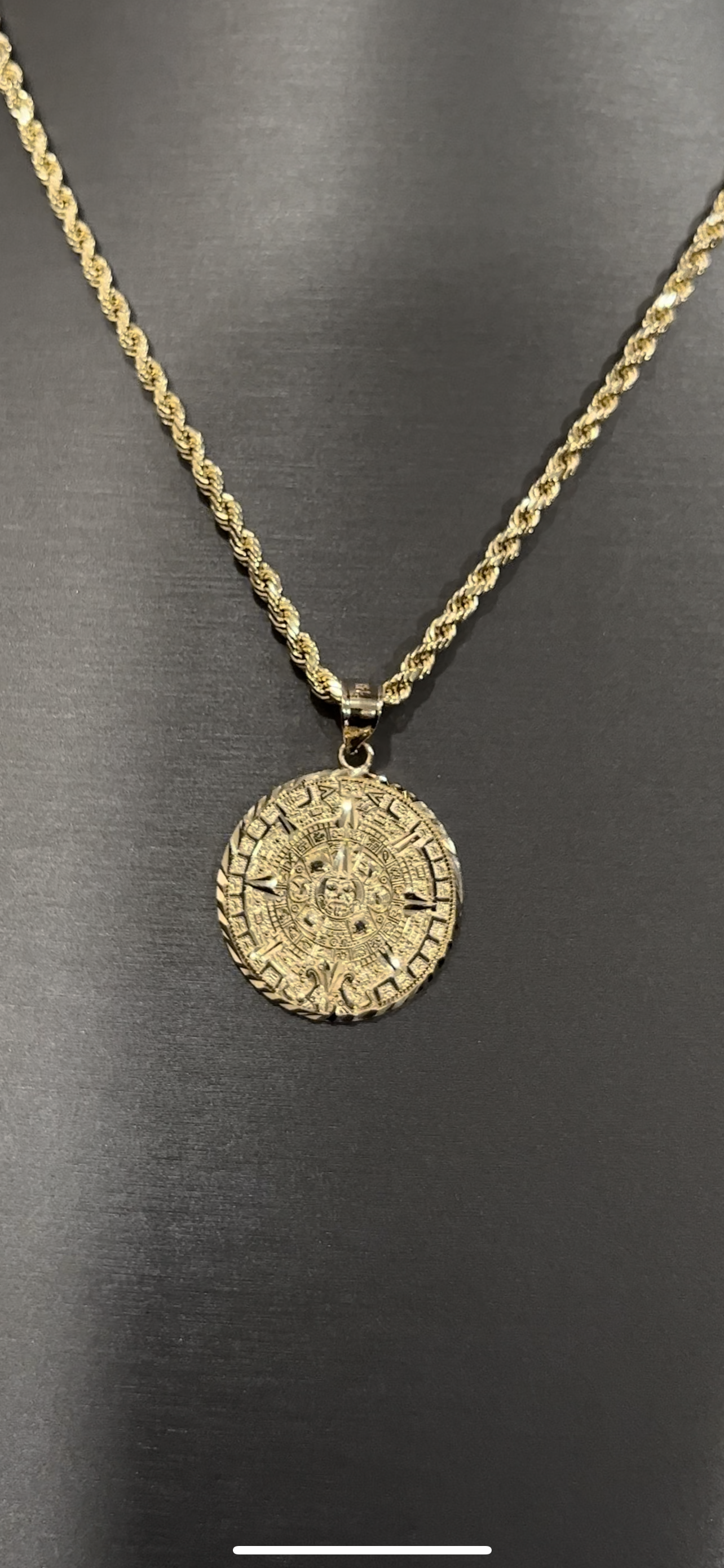 14k real gold Aztec calendar chainset