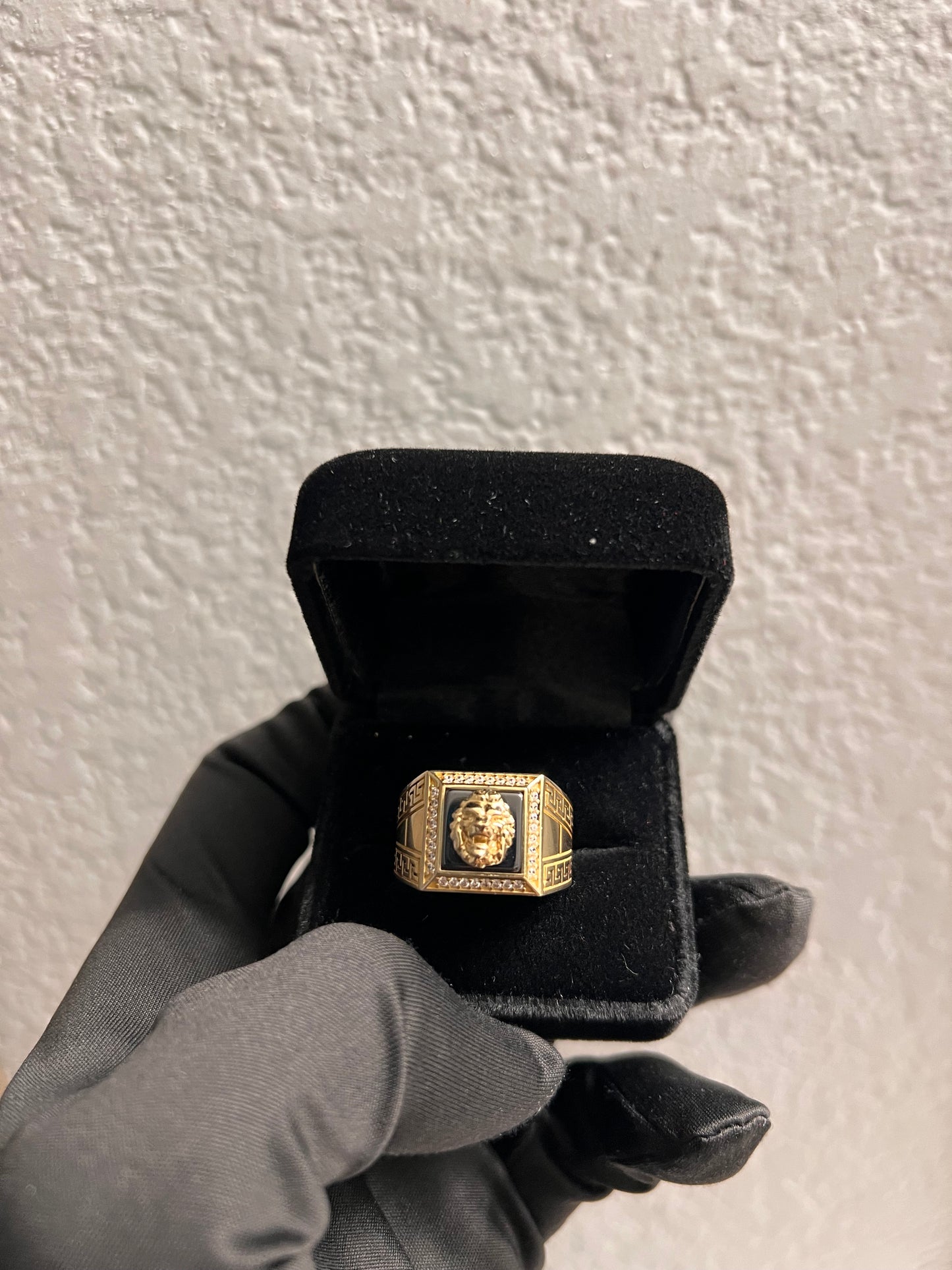 Lion ring w Versace sides 14k real gold