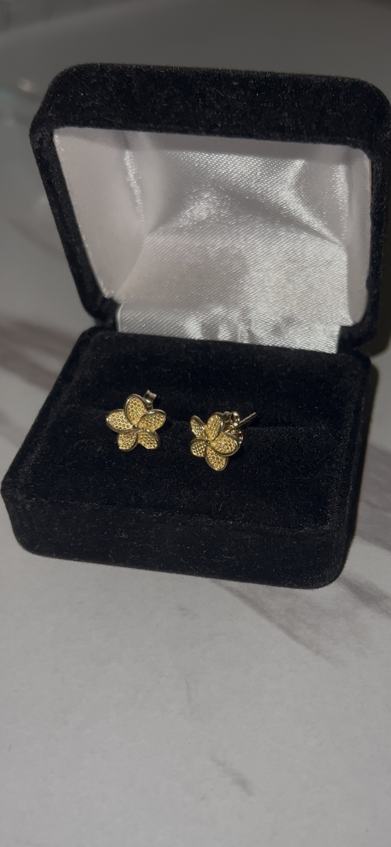 Hibiscus flower 14k real gold earrings