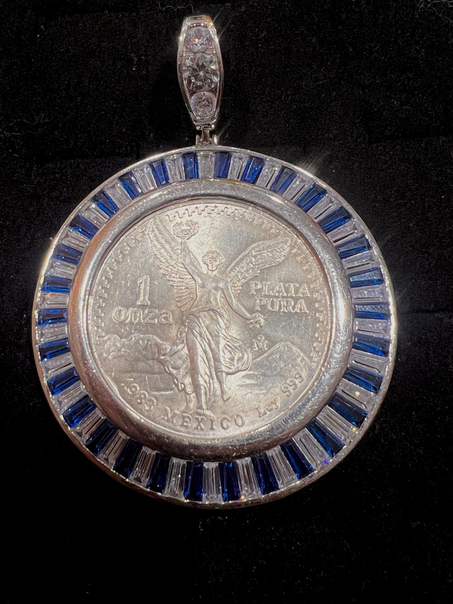 Blue Sapphire bezel Centenario Real Silver