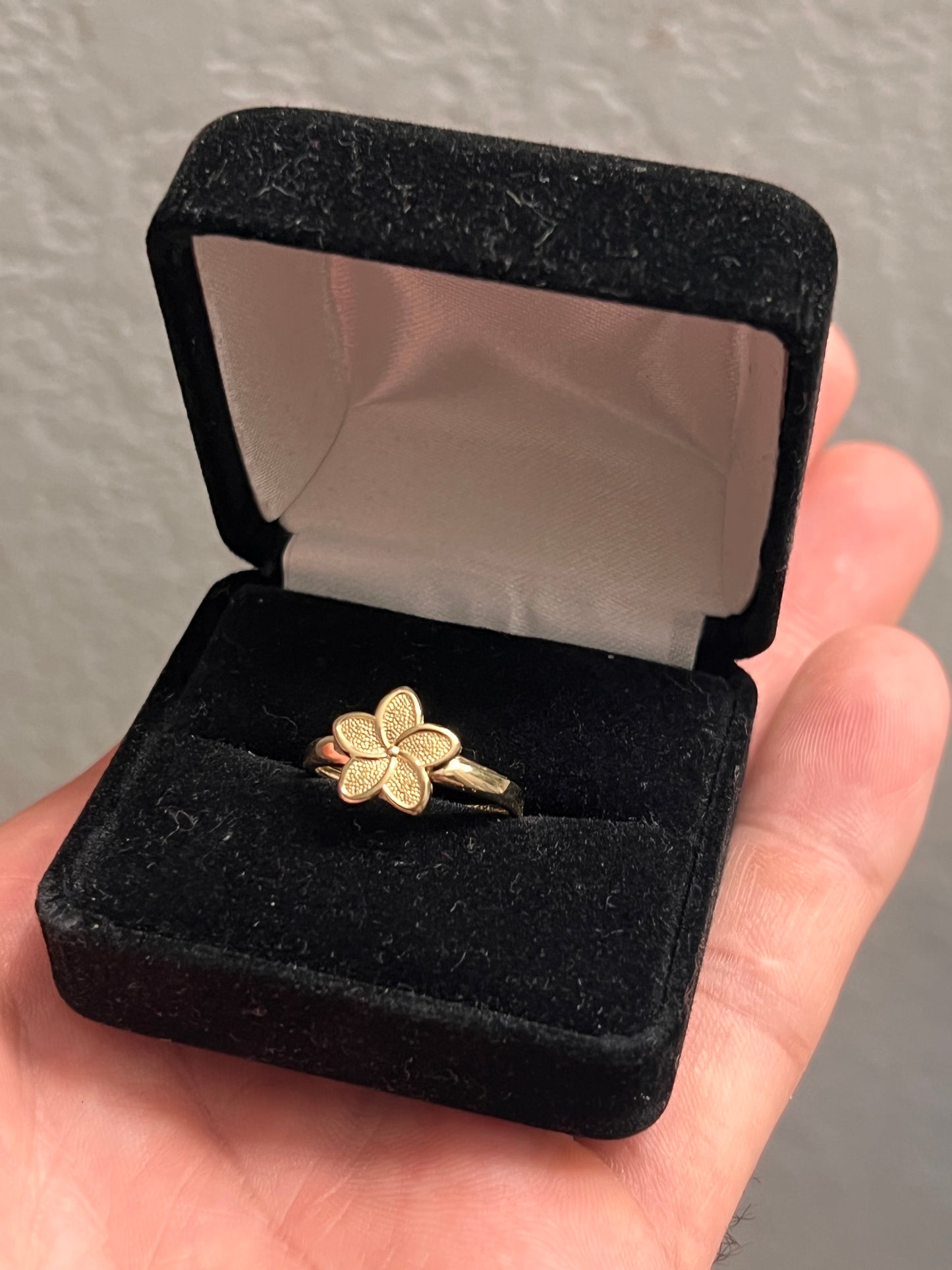 Hibiscus Flower Ring 14k real gold
