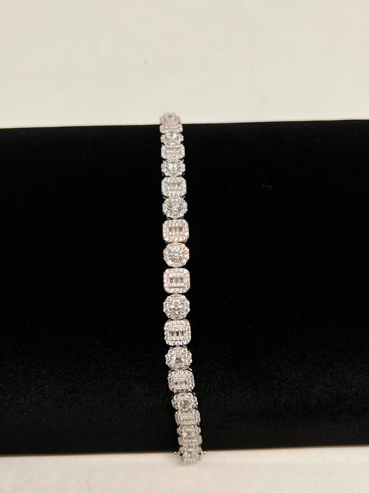 Flower set bracelet real silver