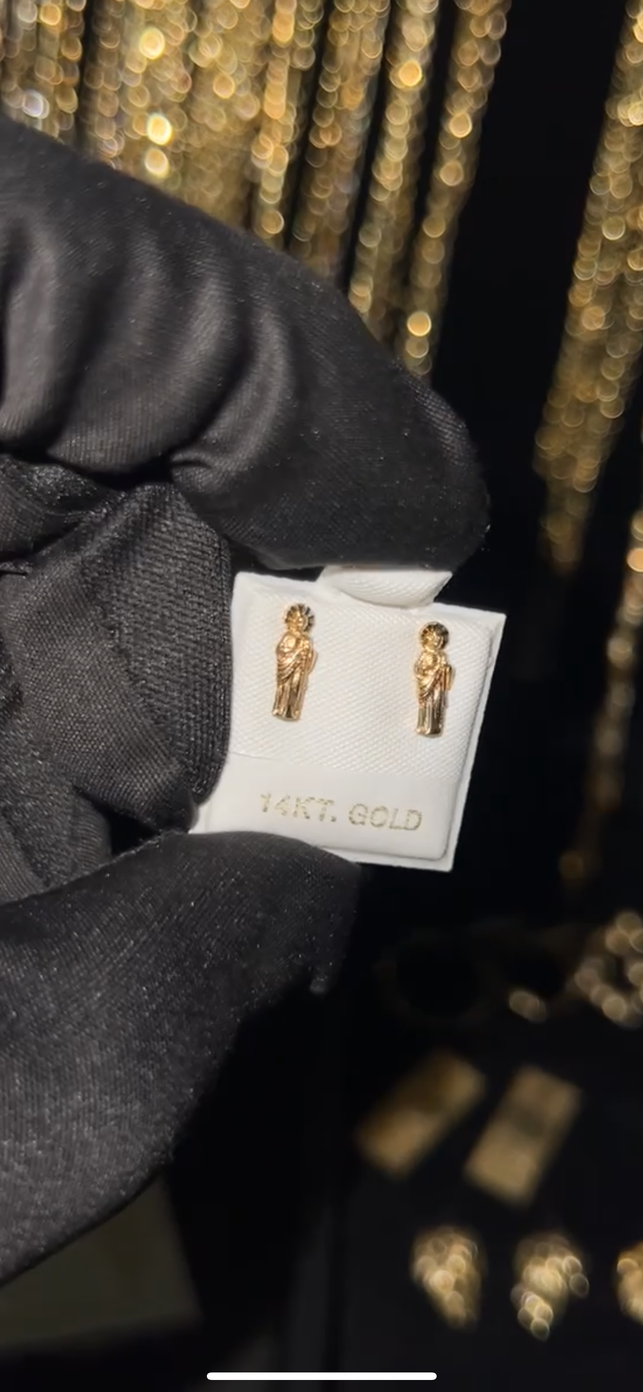 14k real gold small San Judas earrings