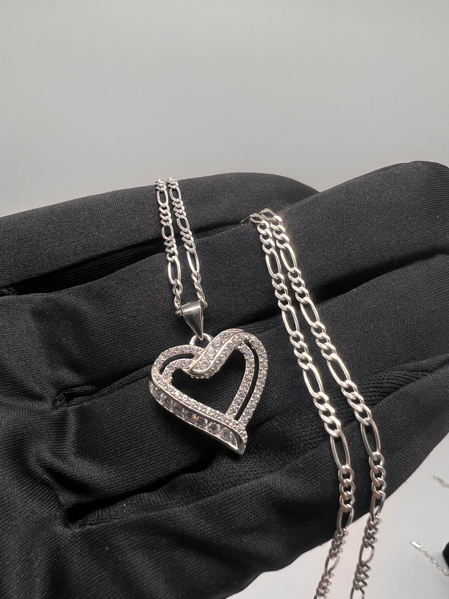 Heart real silver chainset
