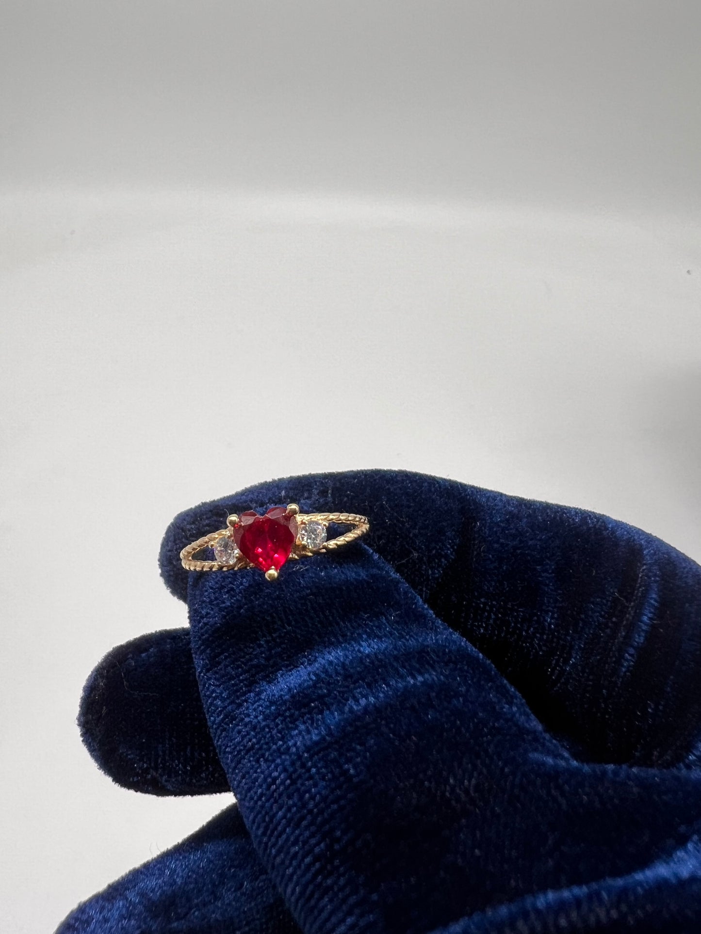 14k real gold heart ruby ring