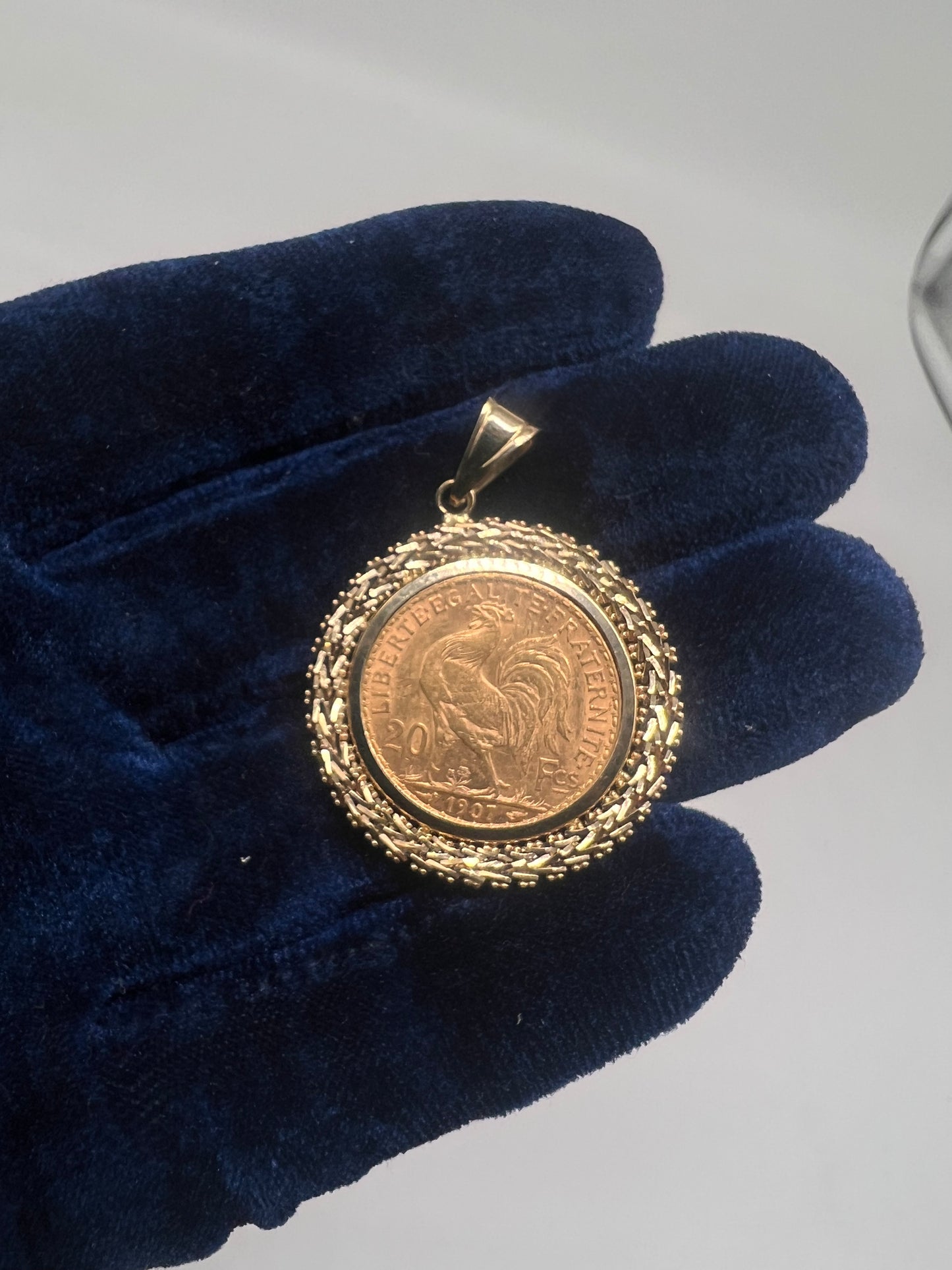 22k French coin w 14k bezel