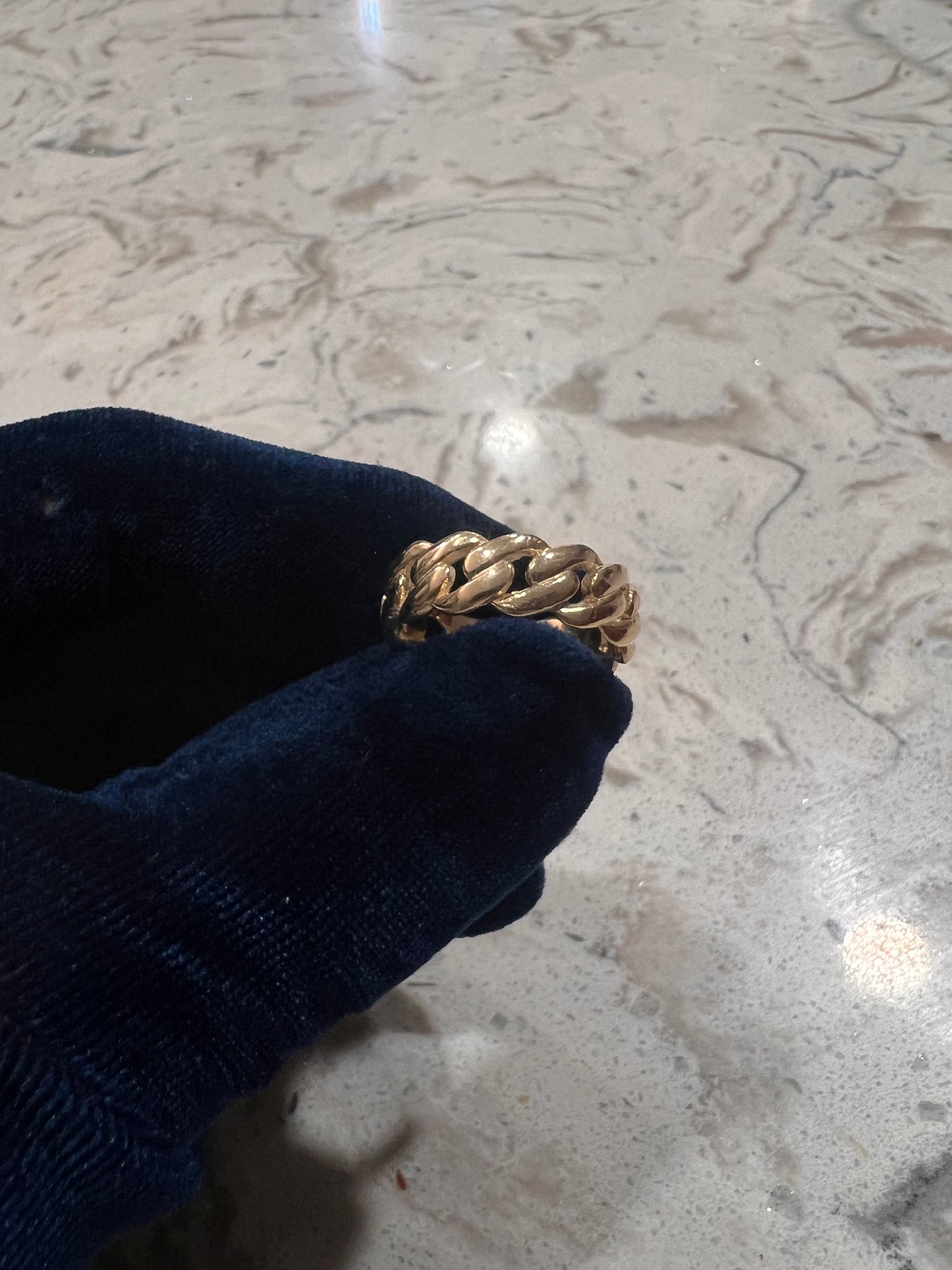 14k real gold cuban link ring