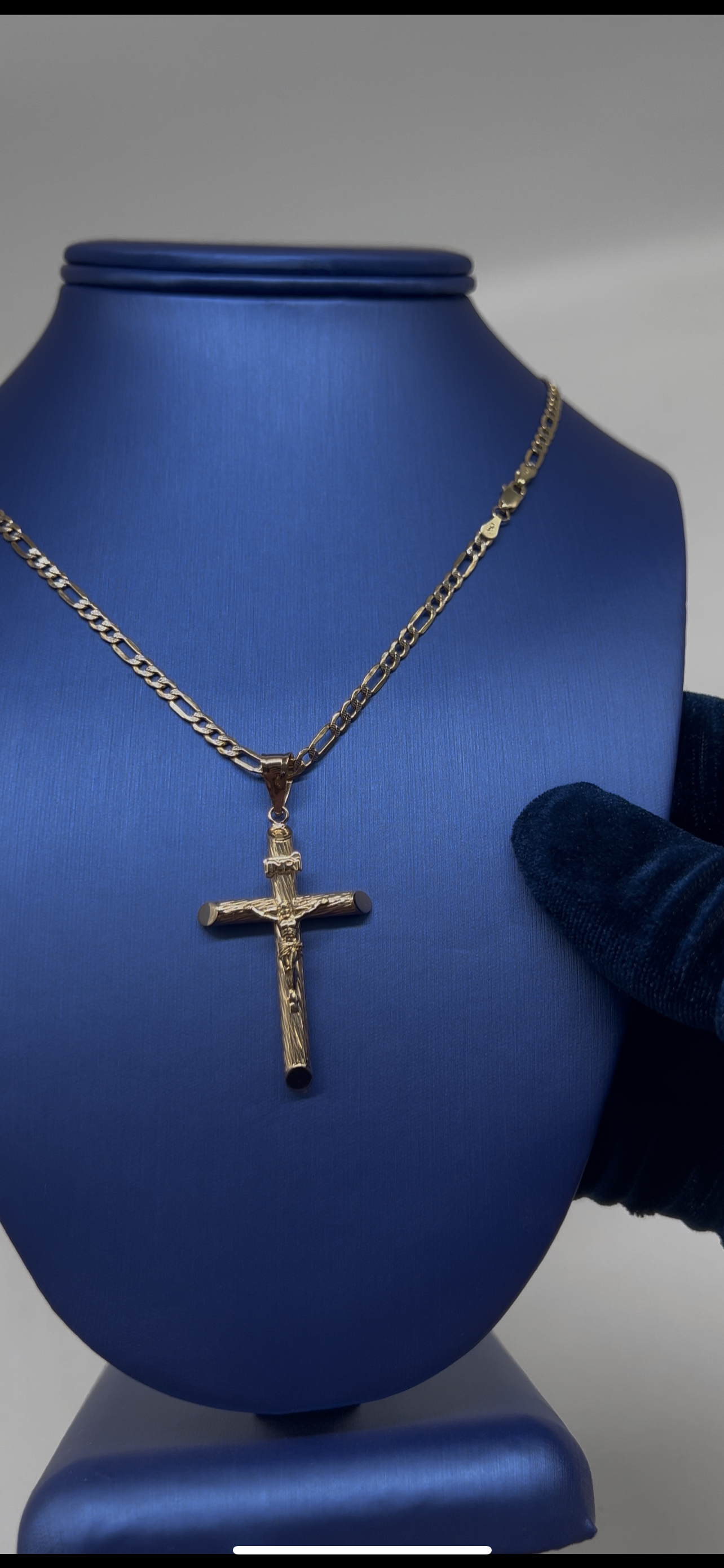 14k real gold brushed cross set