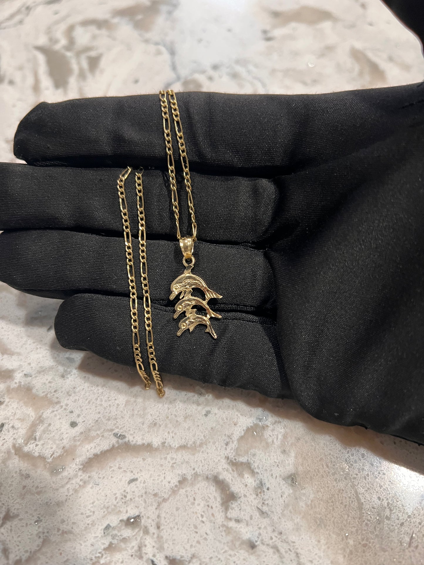 14k real gold dolphin set