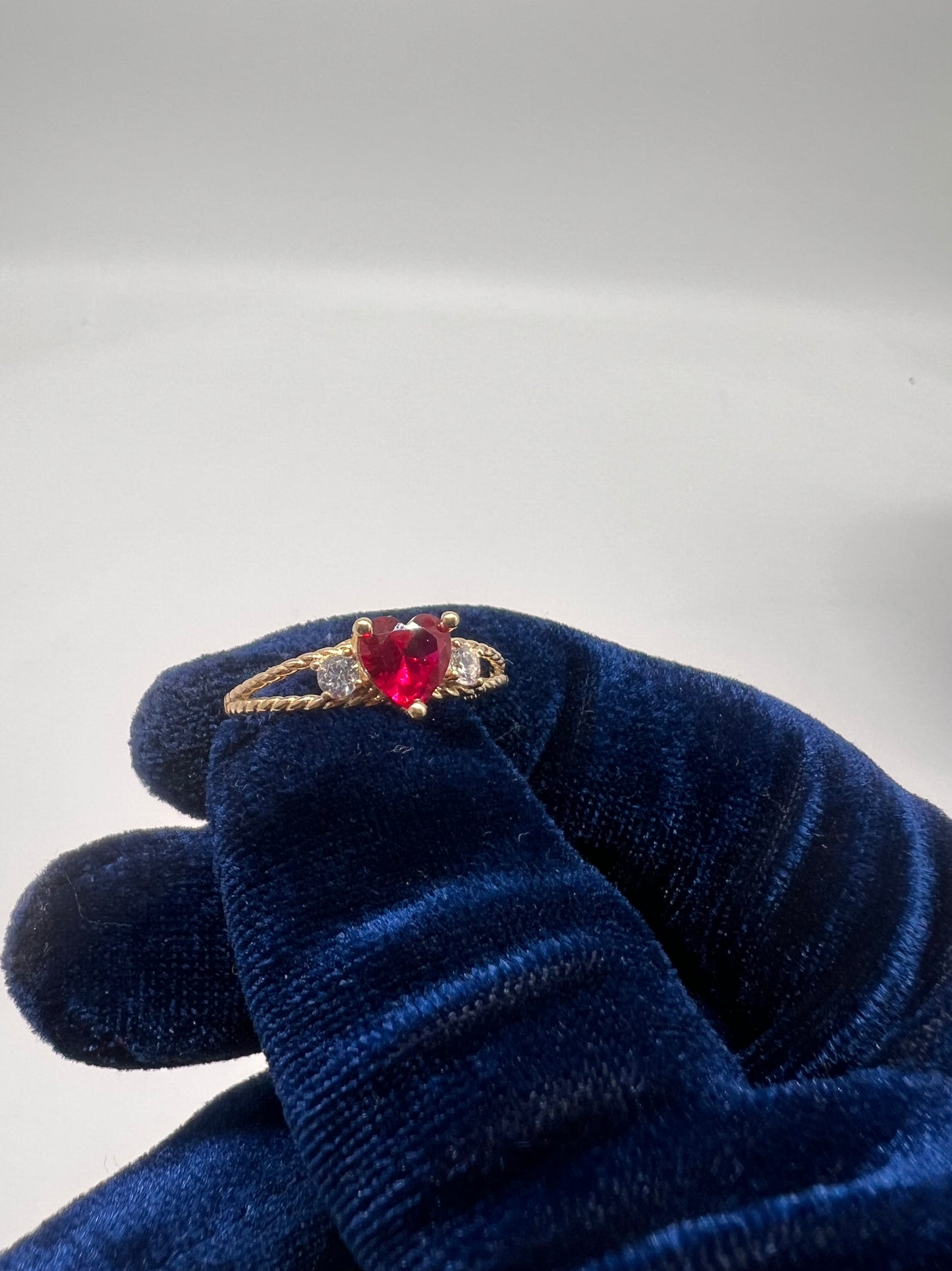 14k real gold heart ruby ring