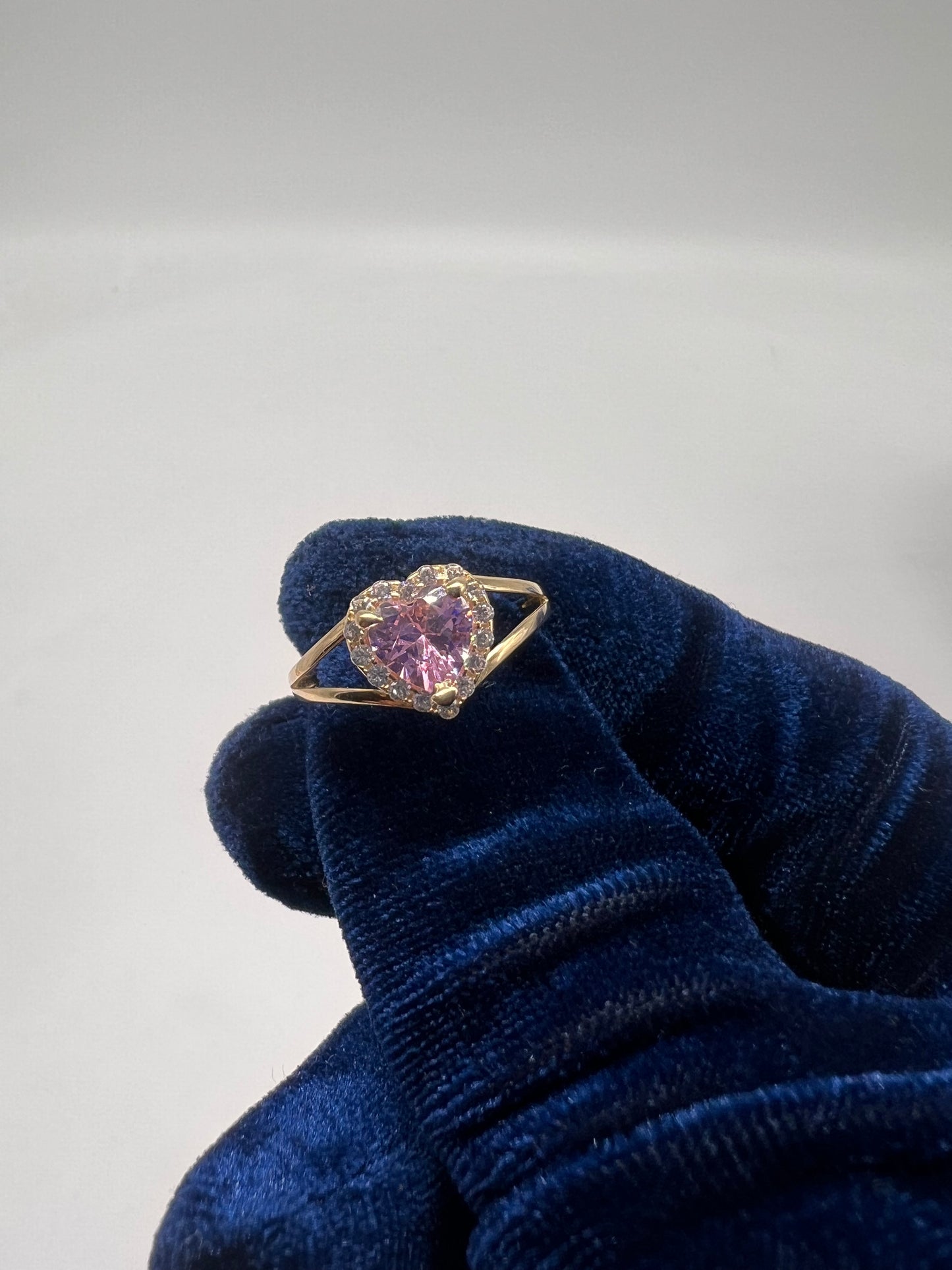 14k real gold pink heart ring