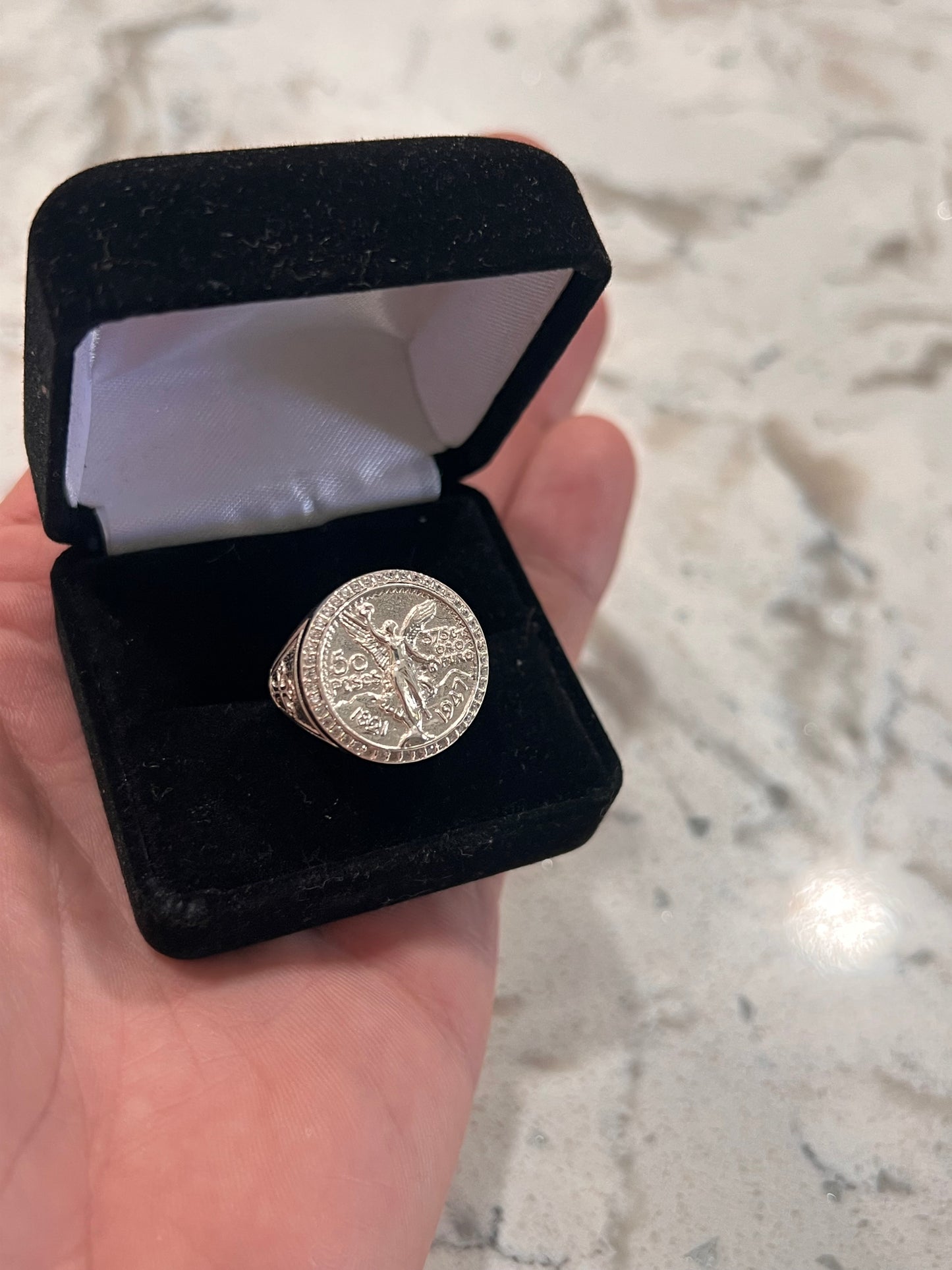 Real silver centenario ring