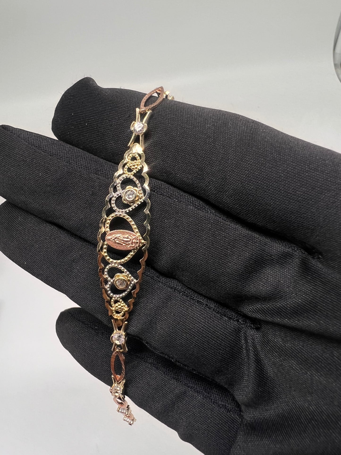14k real gold virgen Mary bracelet