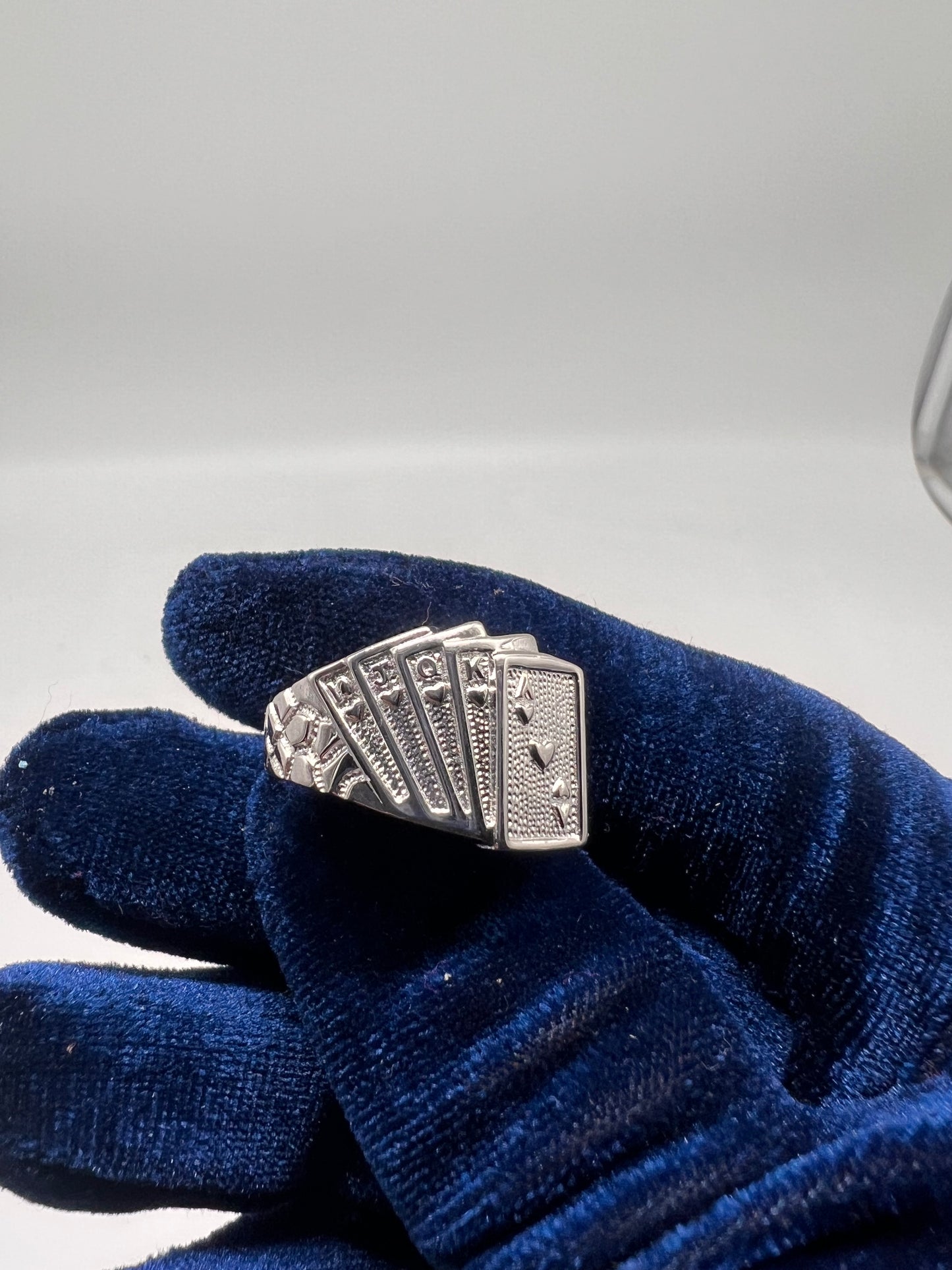 Cards ring real silver