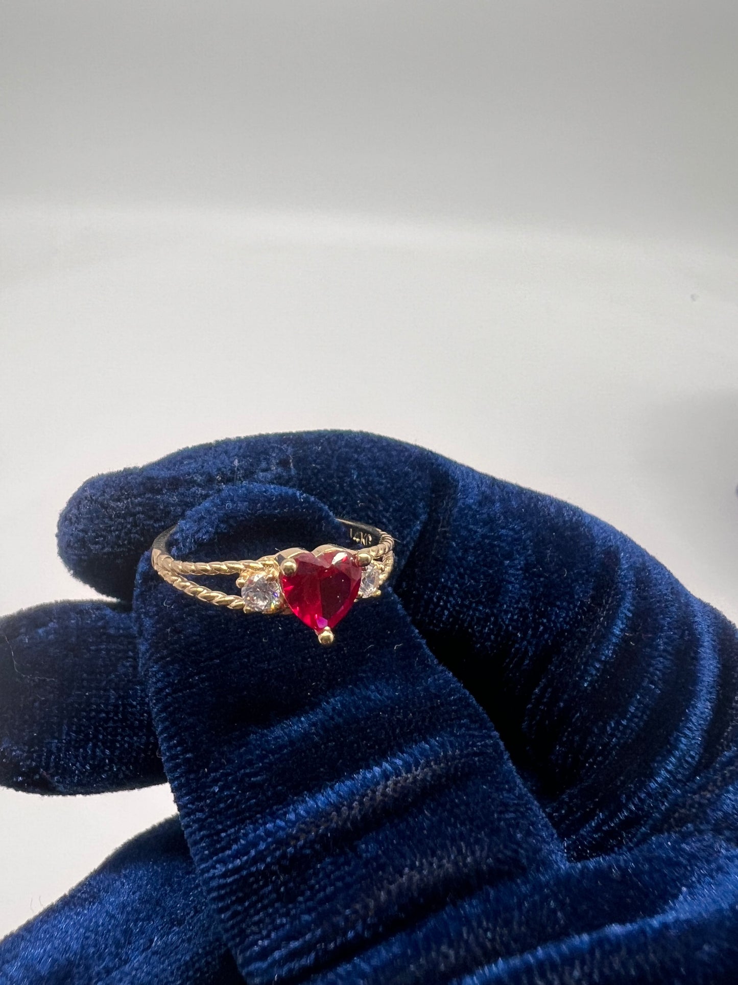 14k real gold heart ruby ring