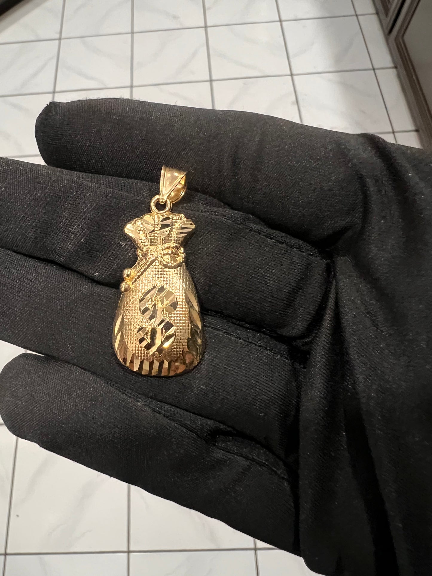 Money bag pendant 10k real gold