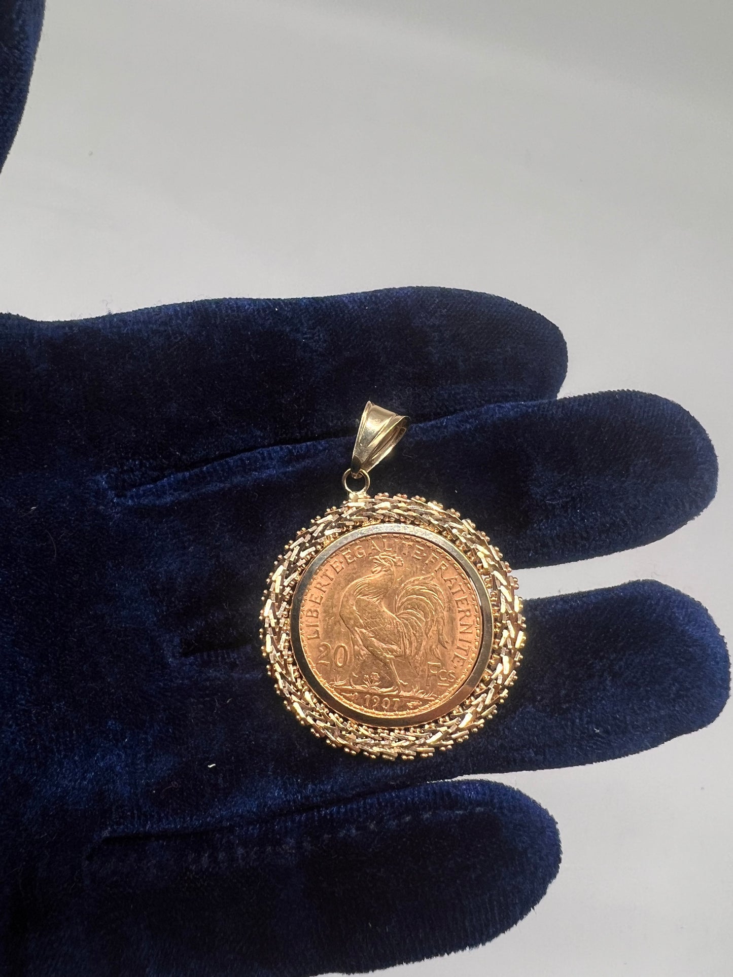 22k French coin w 14k bezel