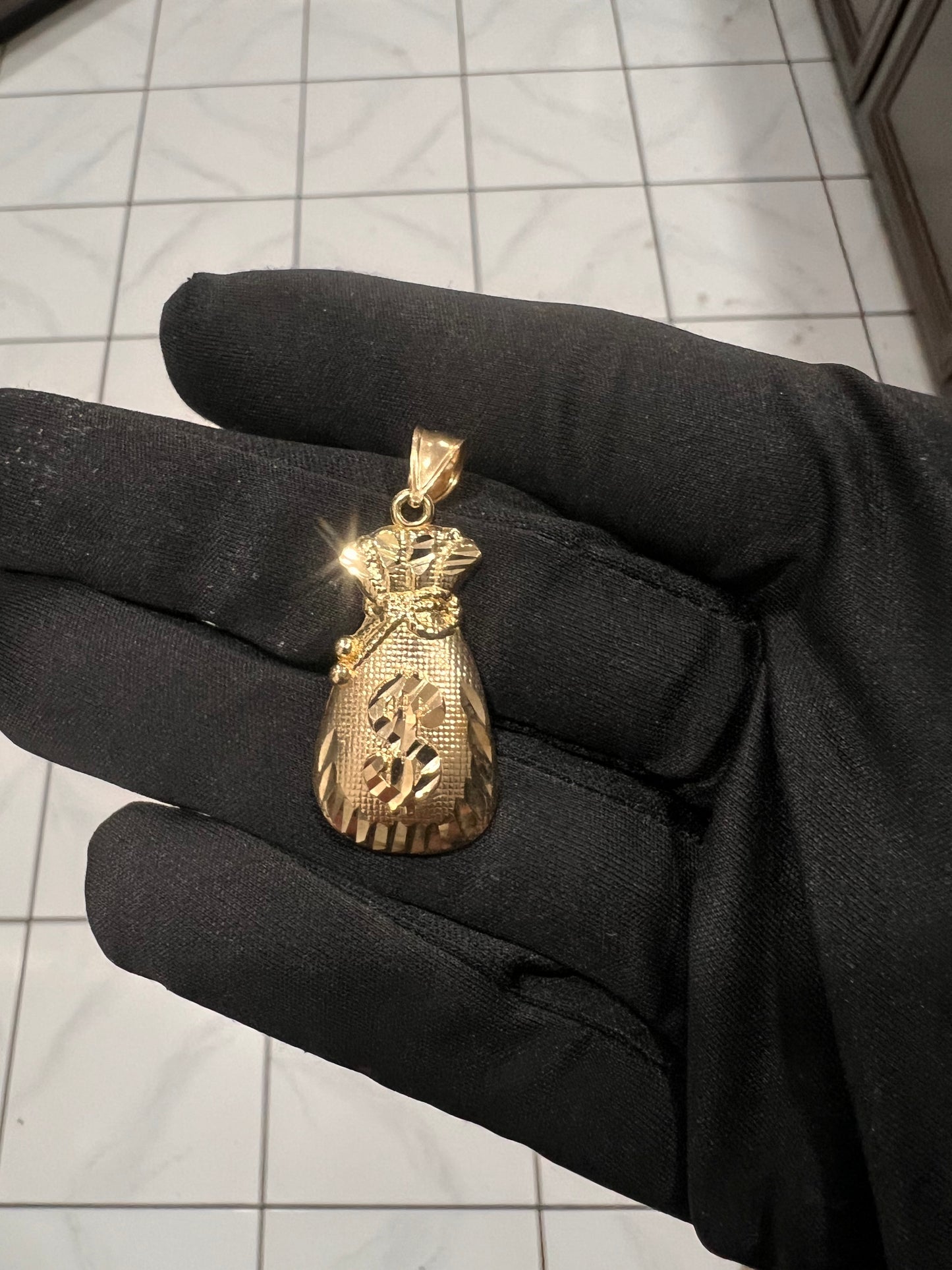 Money bag pendant 10k real gold