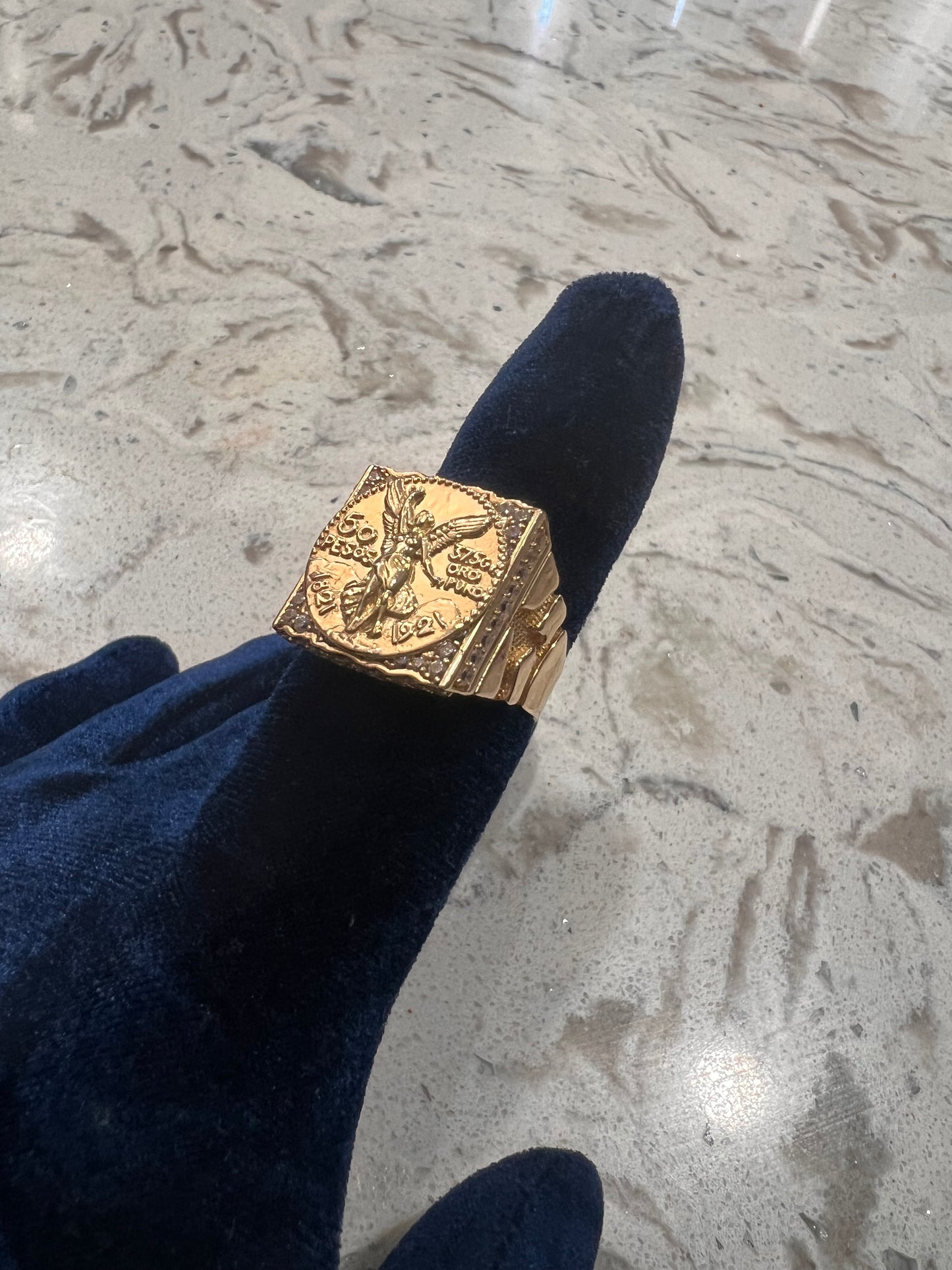 14k real gold centenario ring