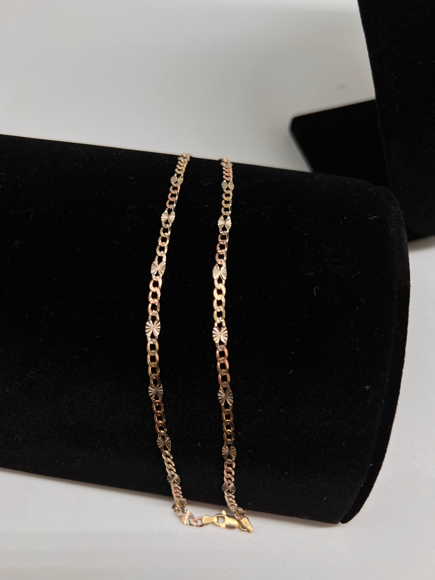 14k real gold cuban Valentino mix chain