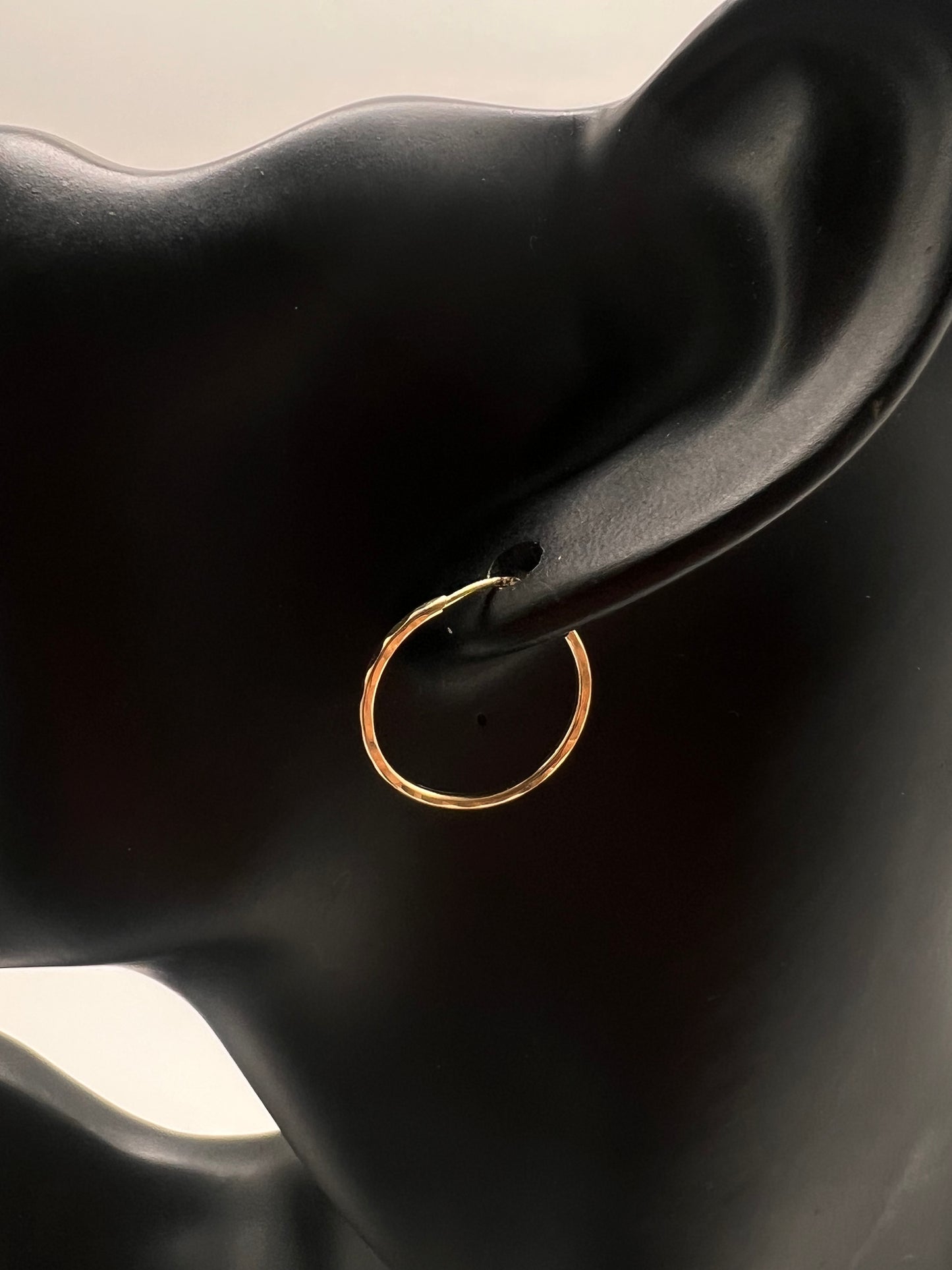 14k gold thin diamond cut small hoops