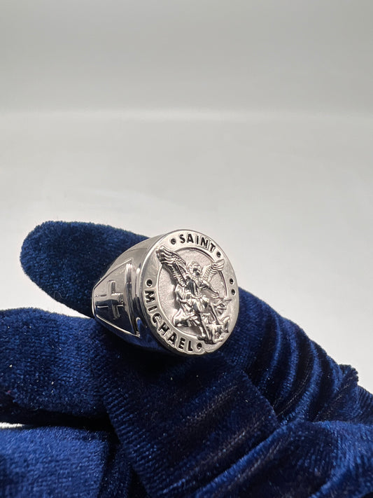Saint Michael ring real silver