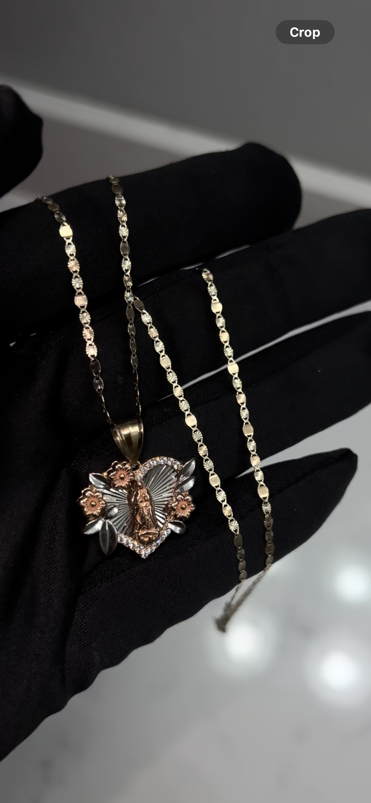 14k real gold virgen Mary chainset😍
