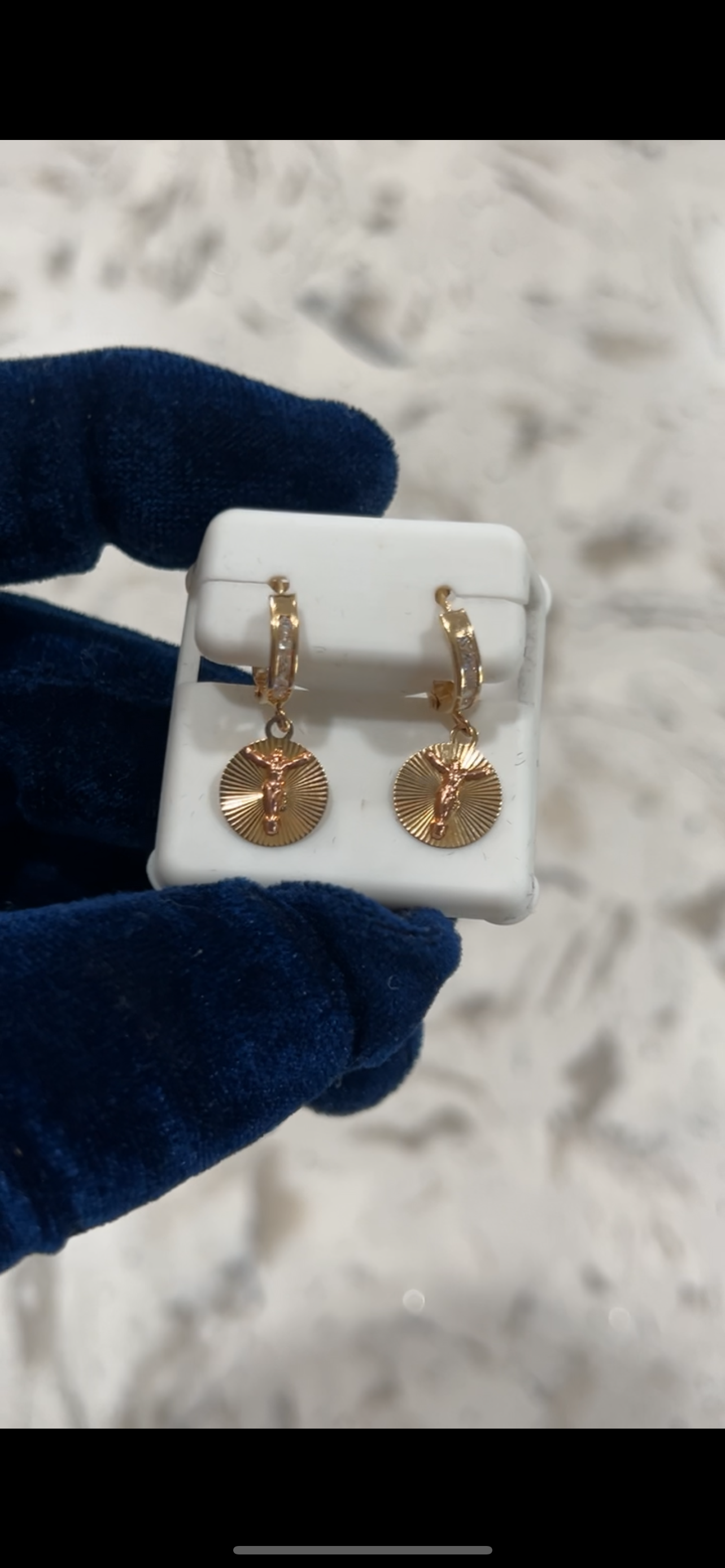 14k real gold hoop Jesus earrings