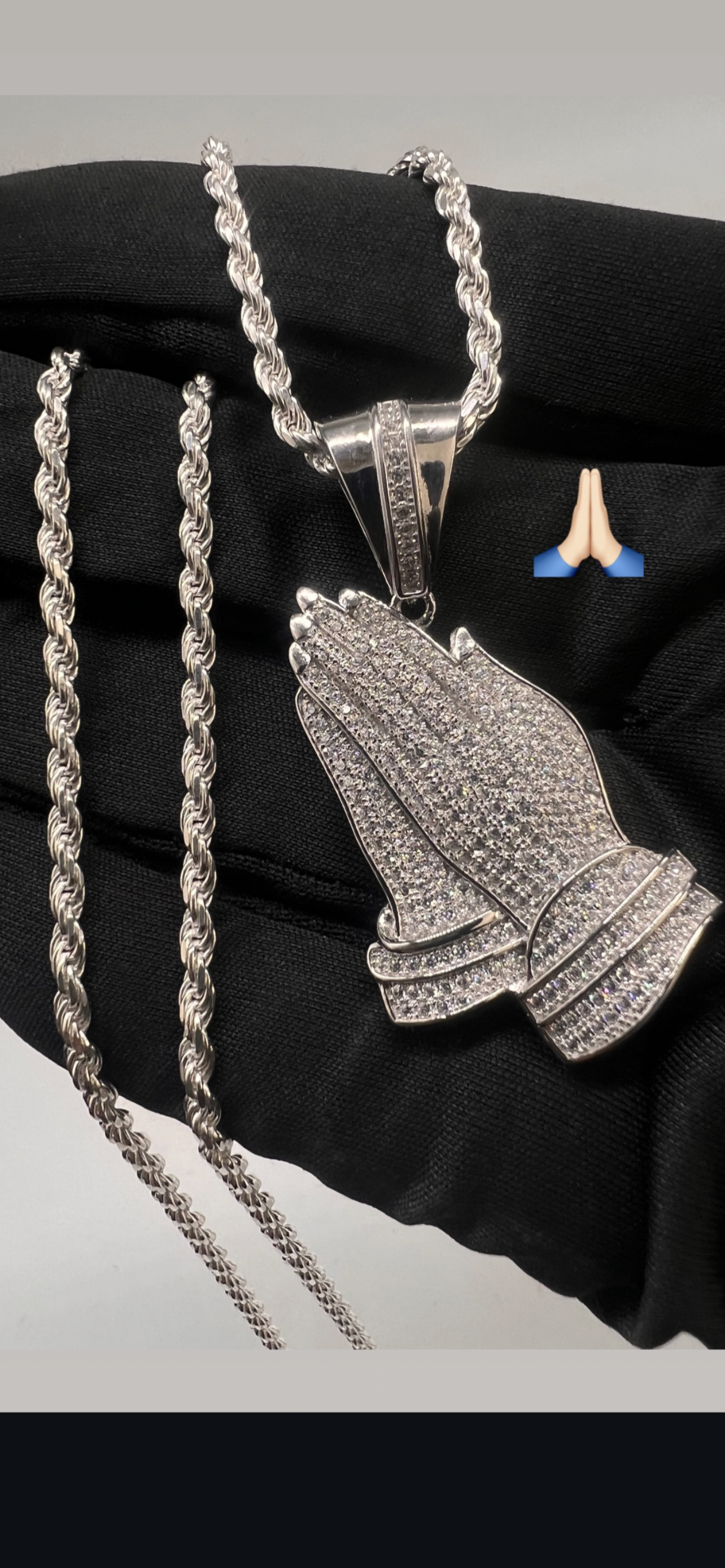 Praying hands chainset real silver