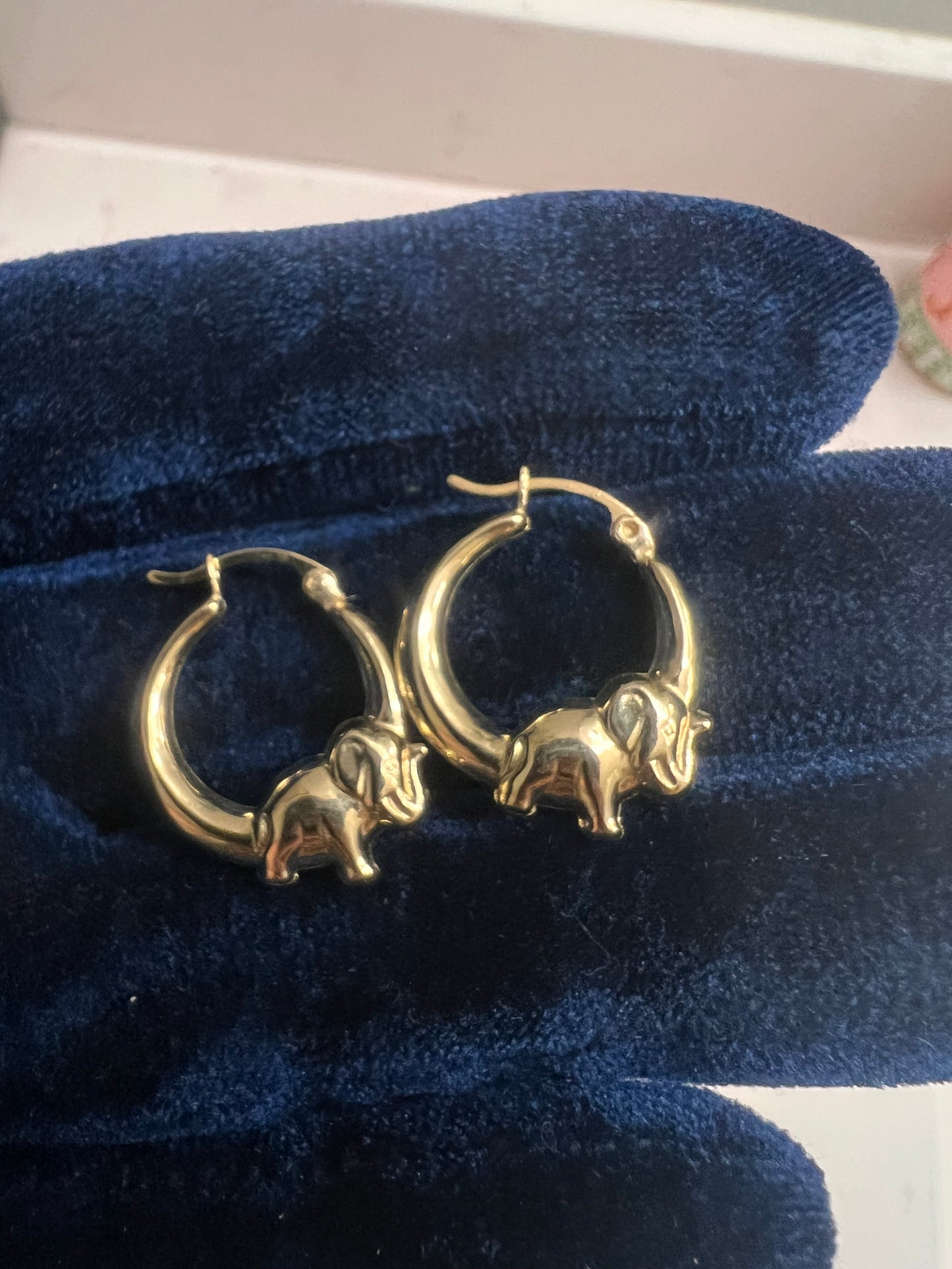 14k real gold elephant earrings