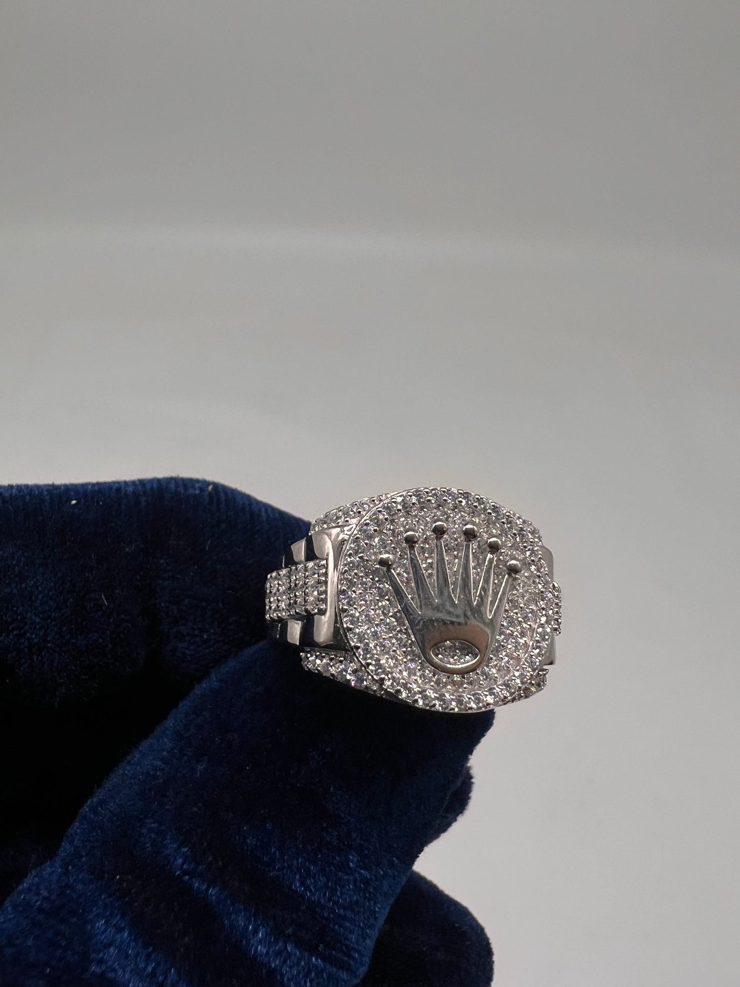 Rolex style ring real silver