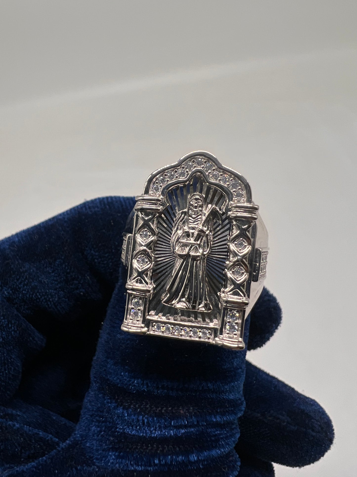 Santa Muerte ring real silver